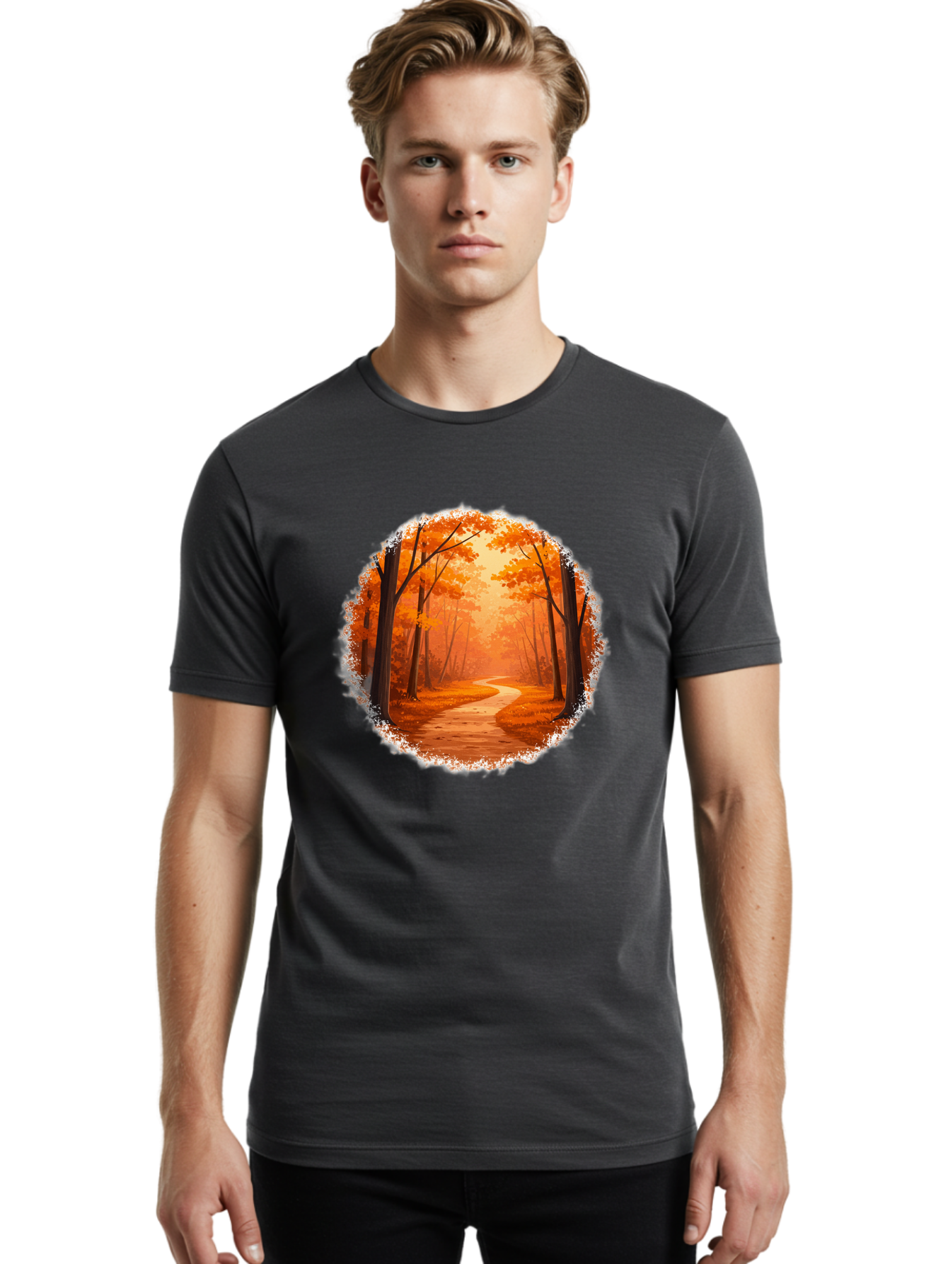 Autumn-Forest-Path Men'S Graphic Tee, 100% Cotton, Comfortable Casual Summer Wear, Machine Washable, Vintage Camera, Old Camera, Antique Camera, Black Camera, Classic Photography, Photography Equipment, Nostalgic Device, Film Camera, Camera Art Bae834
