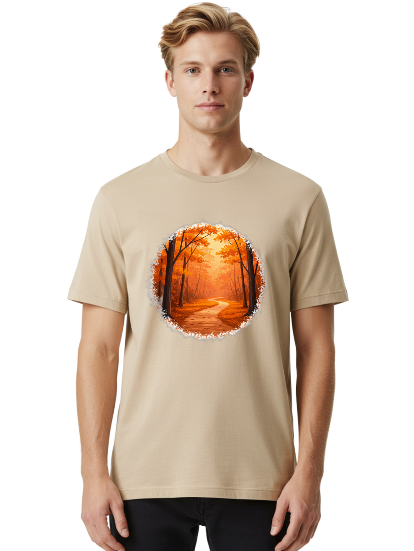 Autumn-Forest-Path Men'S Graphic Tee, 100% Cotton, Comfortable Casual Summer Wear, Machine Washable, Vintage Camera, Old Camera, Antique Camera, Black Camera, Classic Photography, Photography Equipment, Nostalgic Device, Film Camera, Camera Art Bae834