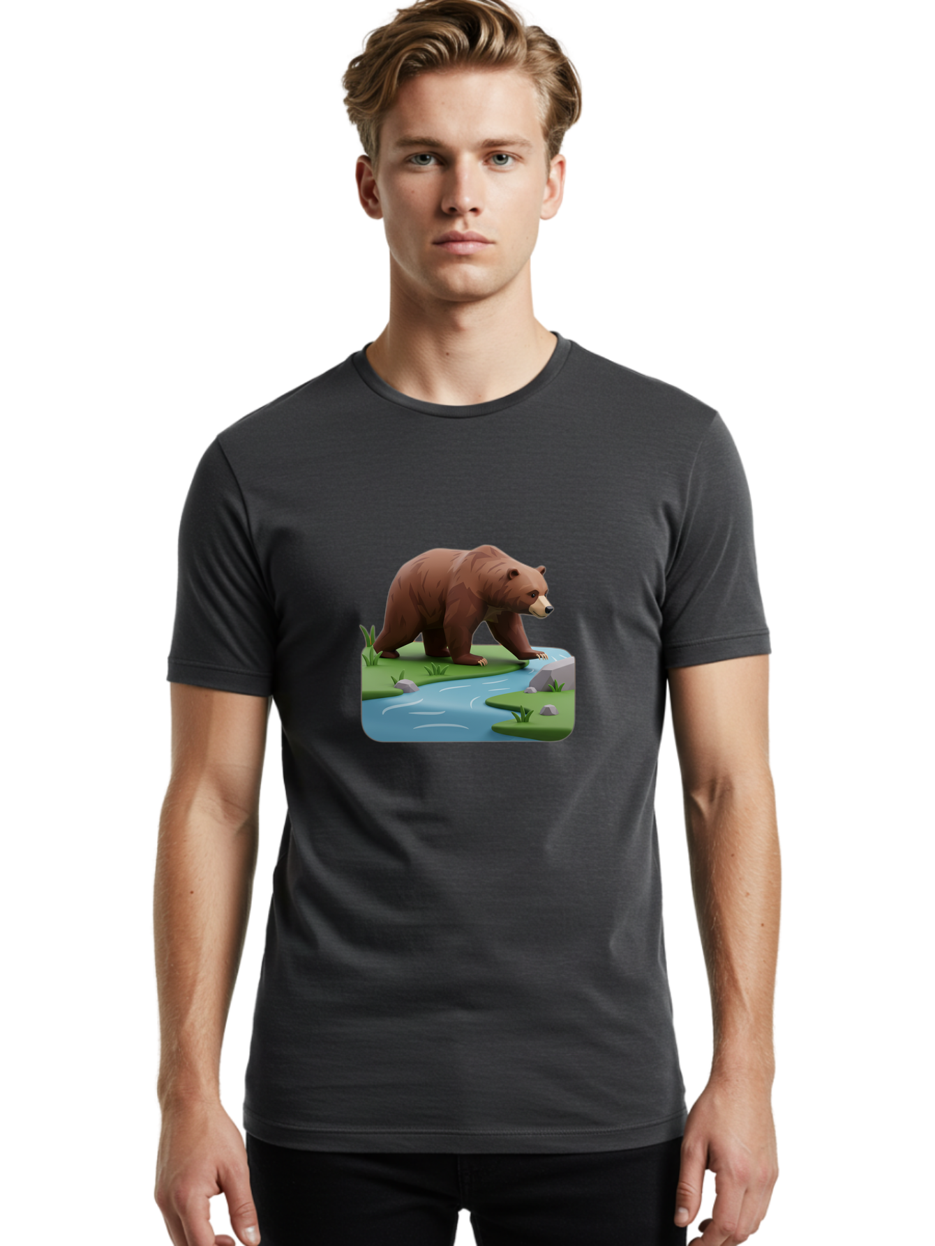 Bear-By-River Men'S Graphic Tee, 100% Cotton, Comfortable Casual Summer Wear, Machine Washable, Vintage Camera, Old Camera, Antique Camera, Black Camera, Classic Photography, Photography Equipment, Nostalgic Device, Film Camera, Camera Art Bae846