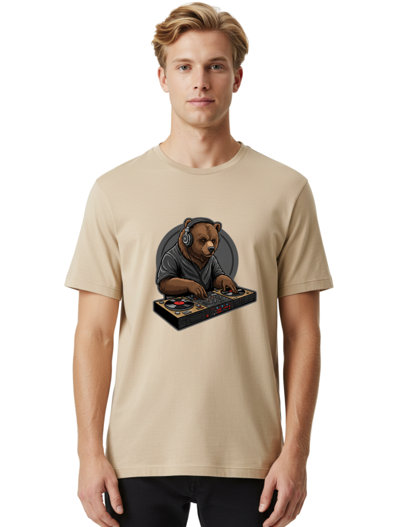 Bear-Dj Men'S Graphic Tee, 100% Cotton, Comfortable Casual Summer Wear, Machine Washable, Vintage Camera, Old Camera, Antique Camera, Black Camera, Classic Photography, Photography Equipment, Nostalgic Device, Film Camera, Camera Art Bae850