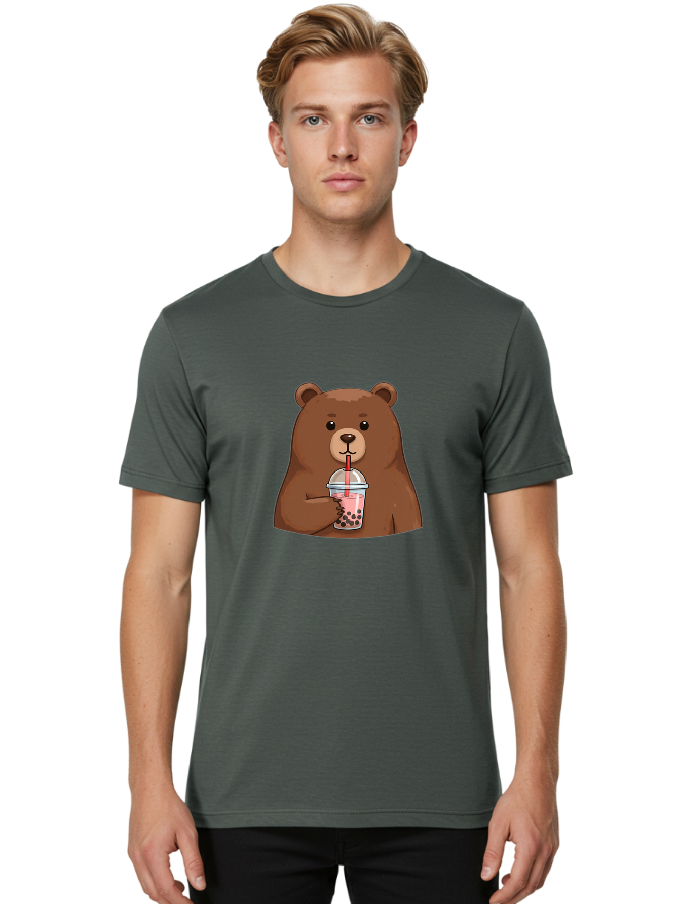 Bear-Drinking-Boba Men'S Graphic Tee, 100% Cotton, Comfortable Casual Summer Wear, Machine Washable, Vintage Camera, Old Camera, Antique Camera, Black Camera, Classic Photography, Photography Equipment, Nostalgic Device, Film Camera, Camera Art Bae851