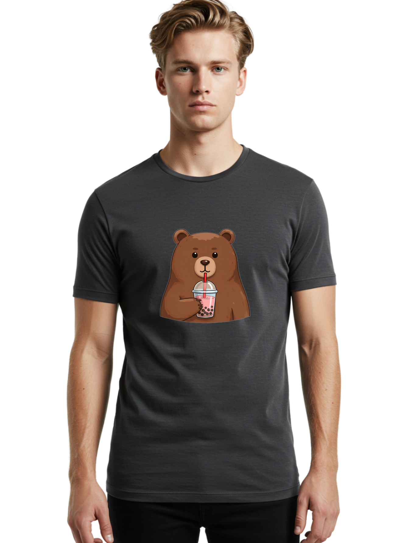 Bear-Drinking-Boba Men'S Graphic Tee, 100% Cotton, Comfortable Casual Summer Wear, Machine Washable, Vintage Camera, Old Camera, Antique Camera, Black Camera, Classic Photography, Photography Equipment, Nostalgic Device, Film Camera, Camera Art Bae851