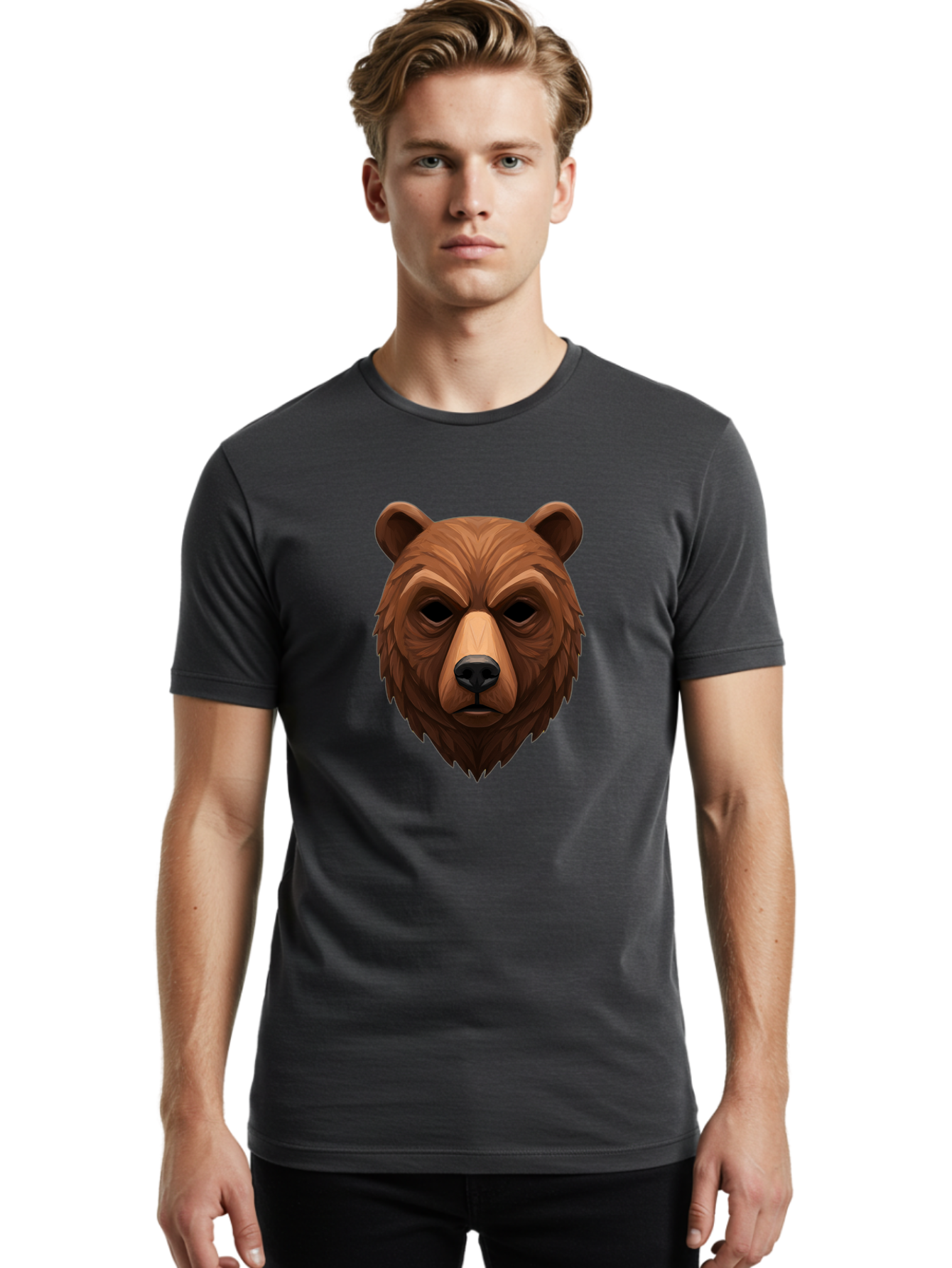 Bear-Head-1 Men'S Graphic Tee, 100% Cotton, Comfortable Casual Summer Wear, Machine Washable, Vintage Camera, Old Camera, Antique Camera, Black Camera, Classic Photography, Photography Equipment, Nostalgic Device, Film Camera, Camera Art Bae853