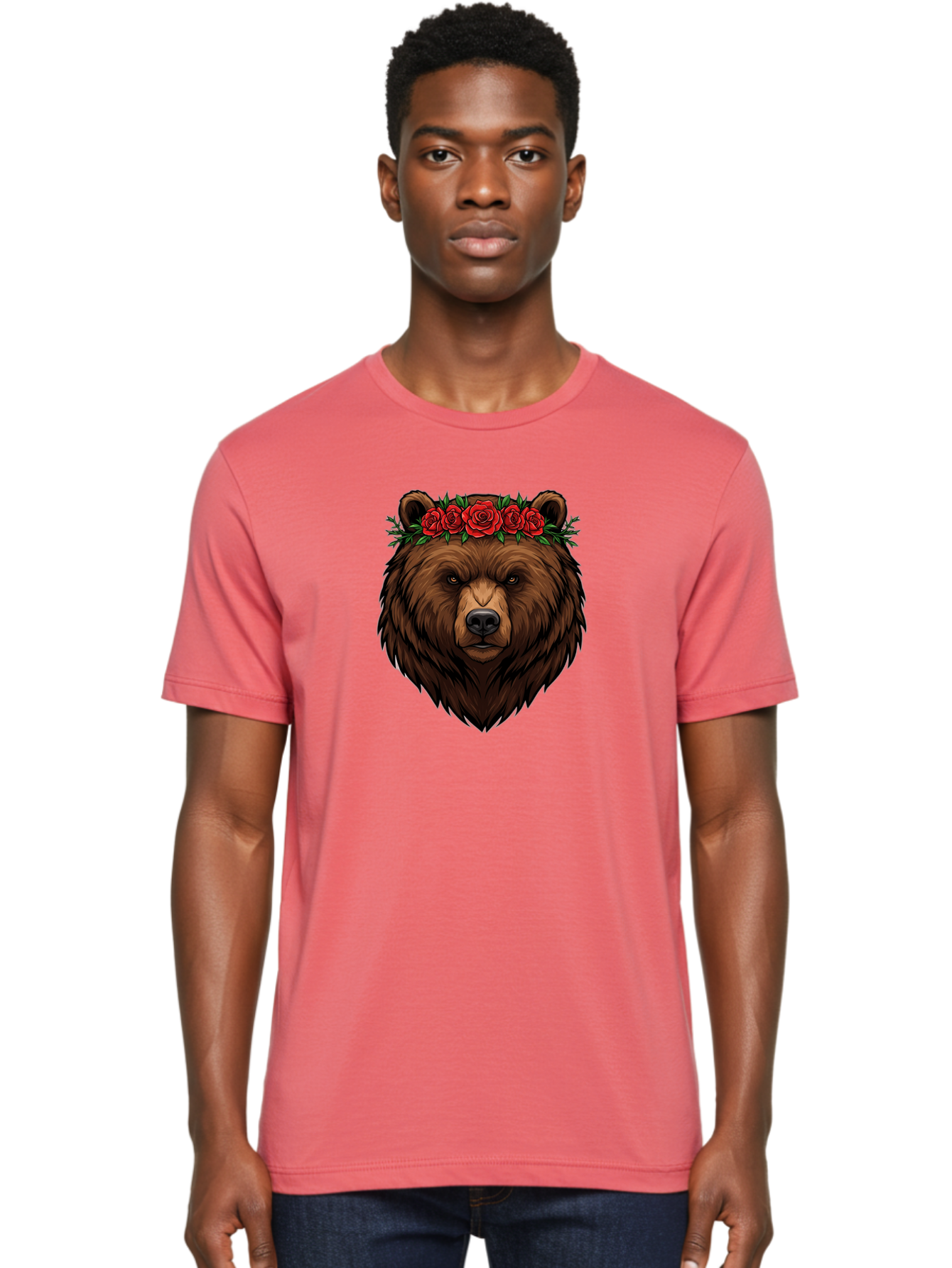 Bear-Head-With-Roses Men'S Graphic Tee, 100% Cotton, Comfortable Casual Summer Wear, Machine Washable, Vintage Camera, Old Camera, Antique Camera, Black Camera, Classic Photography, Photography Equipment, Nostalgic Device, Film Camera, Camera Art Bae854