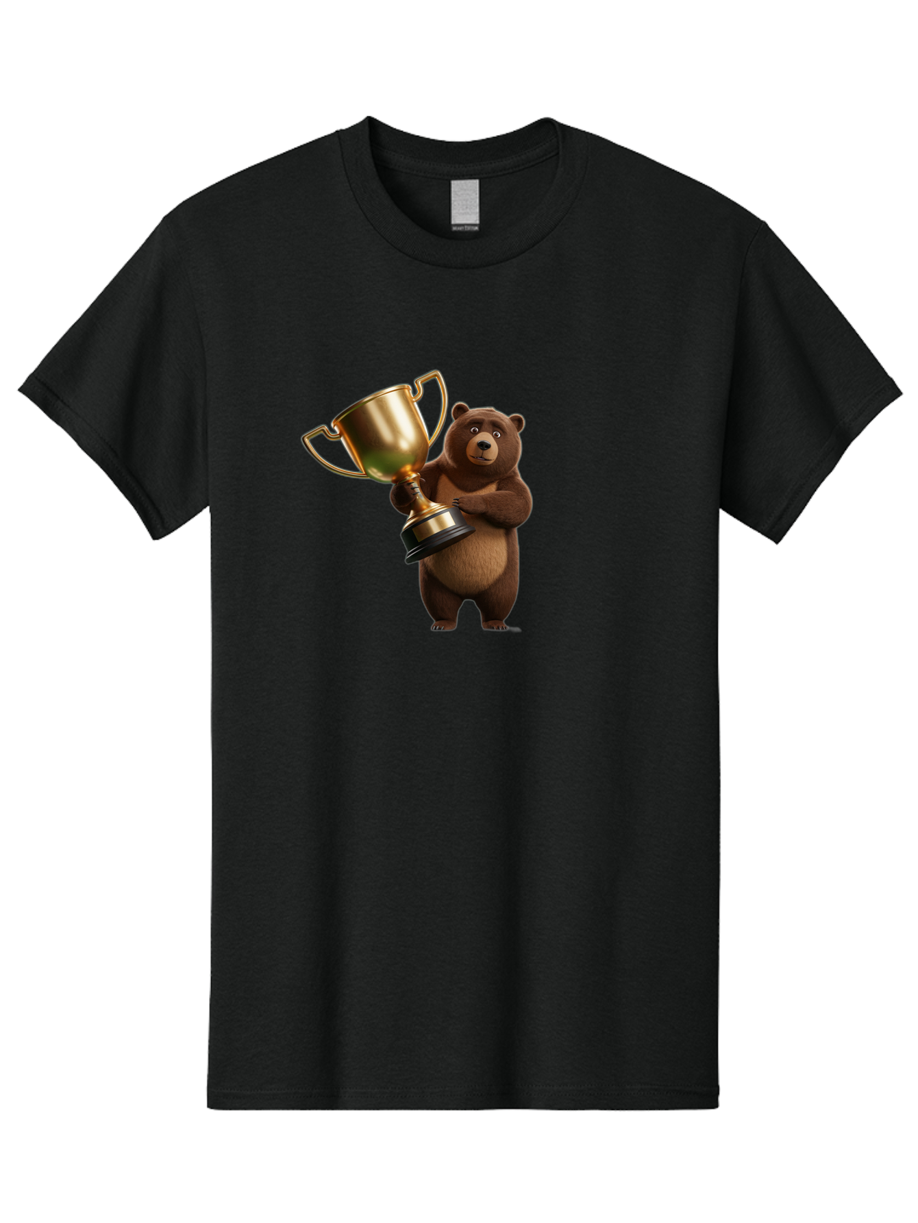 Bear-Holding-Trophy Men'S Graphic Tee, 100% Cotton, Comfortable Casual Summer Wear, Machine Washable, Vintage Camera, Old Camera, Antique Camera, Black Camera, Classic Photography, Photography Equipment, Nostalgic Device, Film Camera, Camera Art Bae857