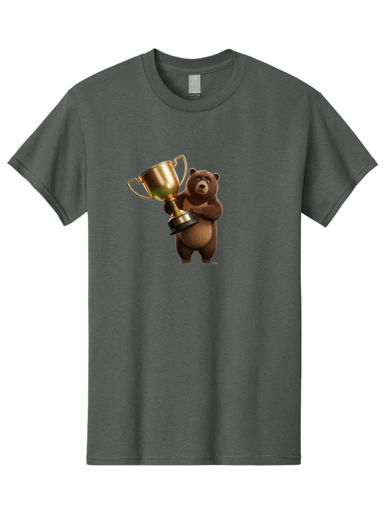 Bear-Holding-Trophy Men'S Graphic Tee, 100% Cotton, Comfortable Casual Summer Wear, Machine Washable, Vintage Camera, Old Camera, Antique Camera, Black Camera, Classic Photography, Photography Equipment, Nostalgic Device, Film Camera, Camera Art Bae857