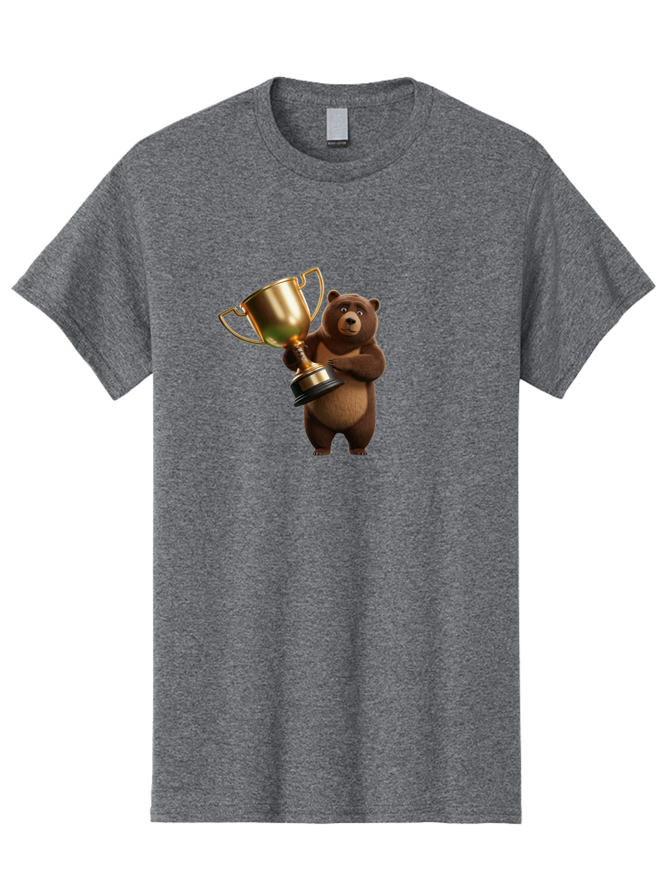 Bear-Holding-Trophy Men'S Graphic Tee, 100% Cotton, Comfortable Casual Summer Wear, Machine Washable, Vintage Camera, Old Camera, Antique Camera, Black Camera, Classic Photography, Photography Equipment, Nostalgic Device, Film Camera, Camera Art Bae857