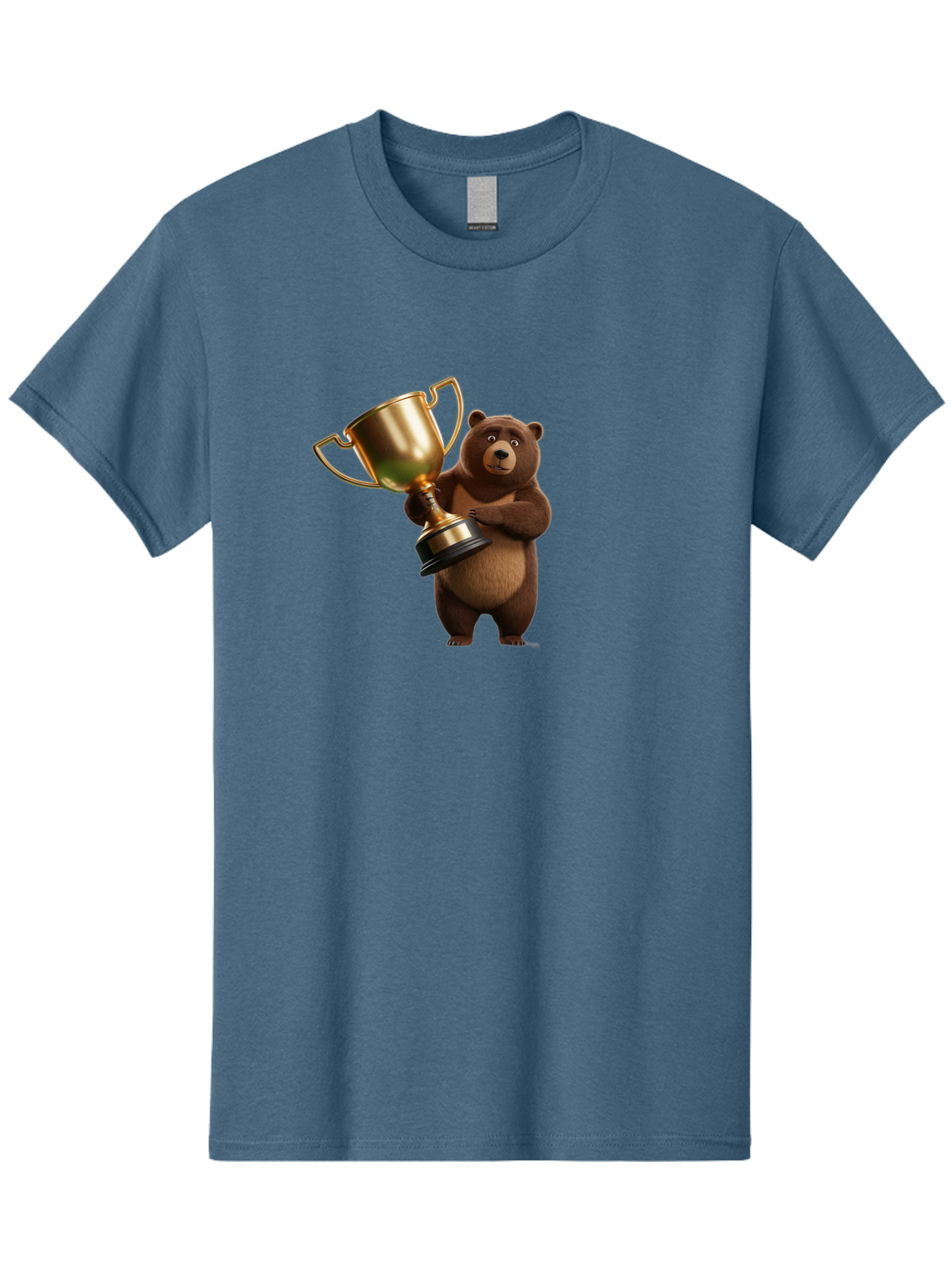 Bear-Holding-Trophy Men'S Graphic Tee, 100% Cotton, Comfortable Casual Summer Wear, Machine Washable, Vintage Camera, Old Camera, Antique Camera, Black Camera, Classic Photography, Photography Equipment, Nostalgic Device, Film Camera, Camera Art Bae857