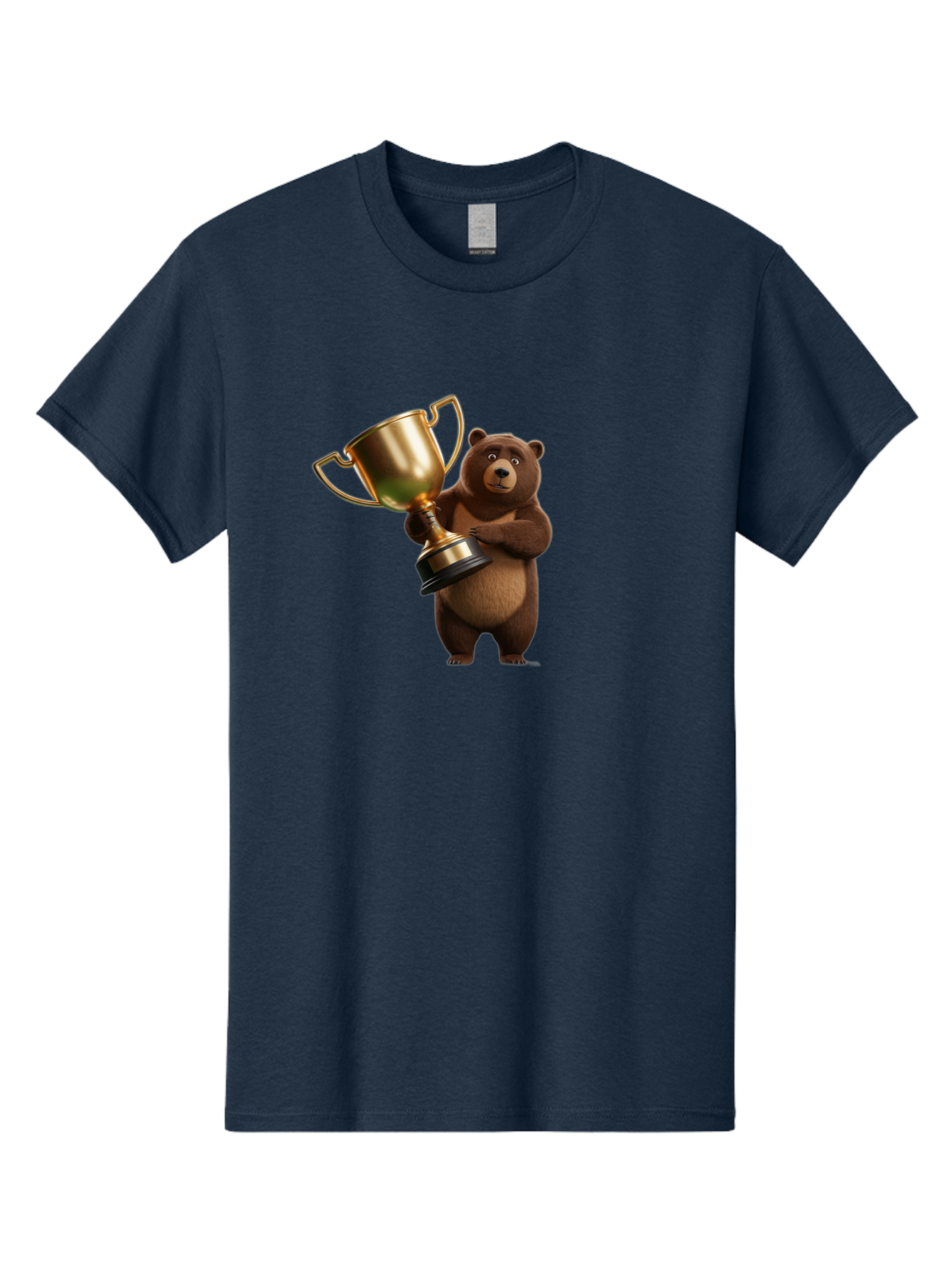 Bear-Holding-Trophy Men'S Graphic Tee, 100% Cotton, Comfortable Casual Summer Wear, Machine Washable, Vintage Camera, Old Camera, Antique Camera, Black Camera, Classic Photography, Photography Equipment, Nostalgic Device, Film Camera, Camera Art Bae857