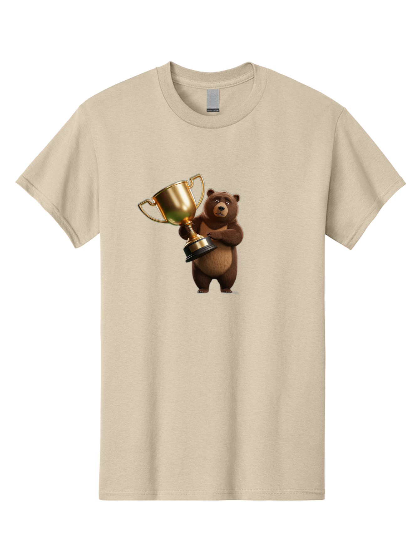 Bear-Holding-Trophy Men'S Graphic Tee, 100% Cotton, Comfortable Casual Summer Wear, Machine Washable, Vintage Camera, Old Camera, Antique Camera, Black Camera, Classic Photography, Photography Equipment, Nostalgic Device, Film Camera, Camera Art Bae857