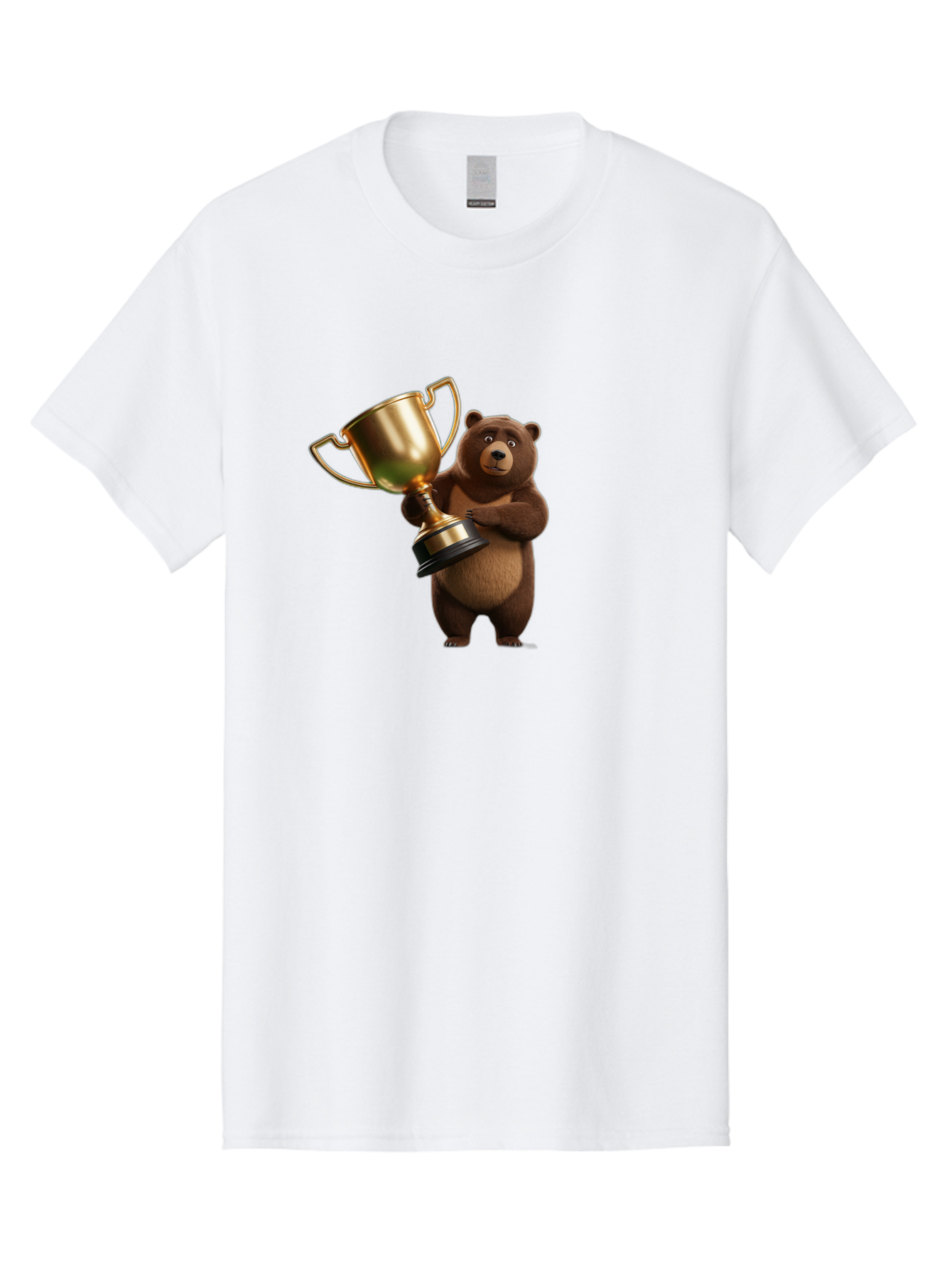 Bear-Holding-Trophy Men'S Graphic Tee, 100% Cotton, Comfortable Casual Summer Wear, Machine Washable, Vintage Camera, Old Camera, Antique Camera, Black Camera, Classic Photography, Photography Equipment, Nostalgic Device, Film Camera, Camera Art Bae857