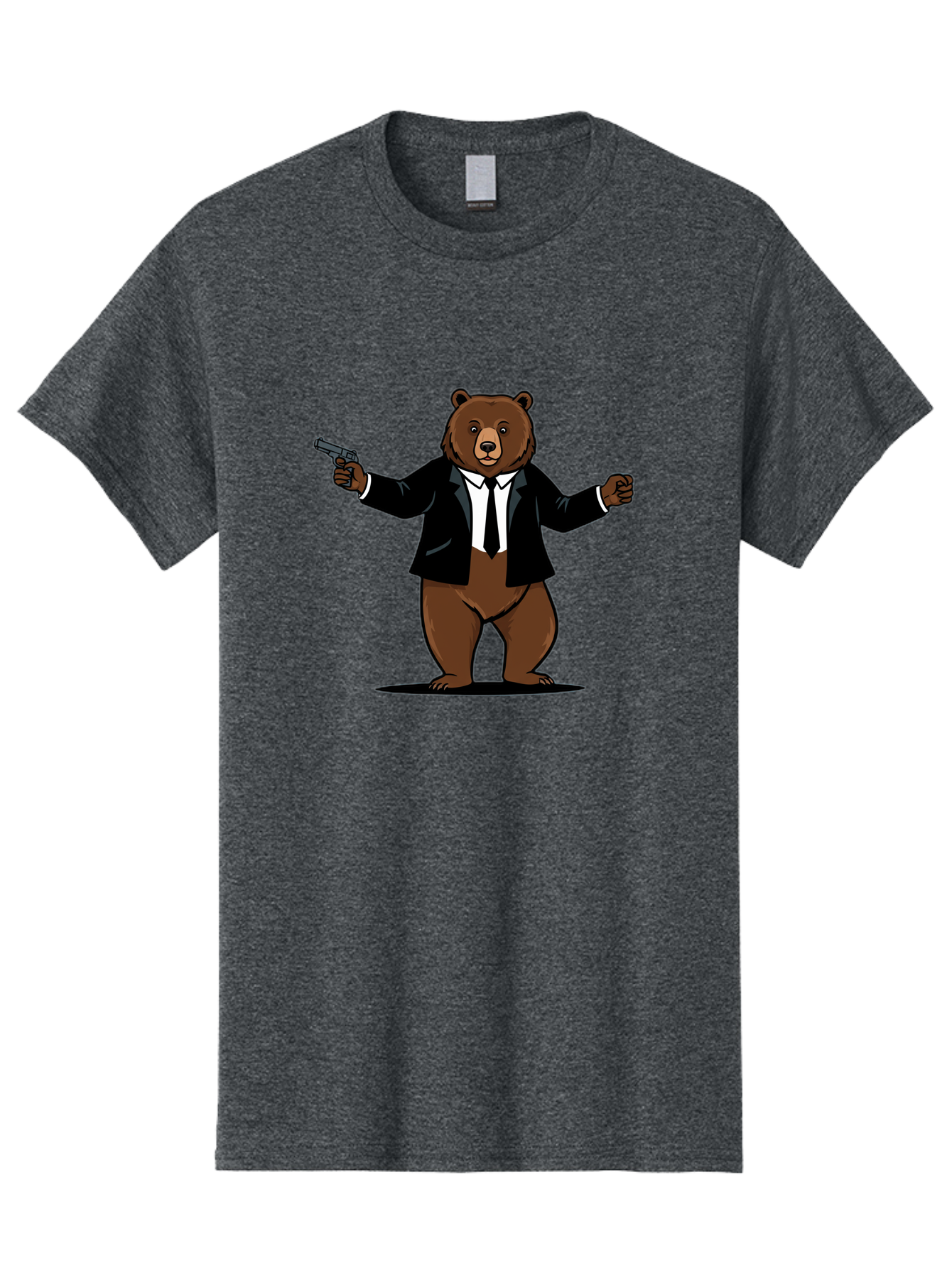 Bear-In-Suit-Holding-Gun Men'S Graphic Tee, 100% Cotton, Comfortable Casual Summer Wear, Machine Washable, Vintage Camera, Old Camera, Antique Camera, Black Camera, Classic Photography, Photography Equipment, Nostalgic Device, Film Camera, Bae859