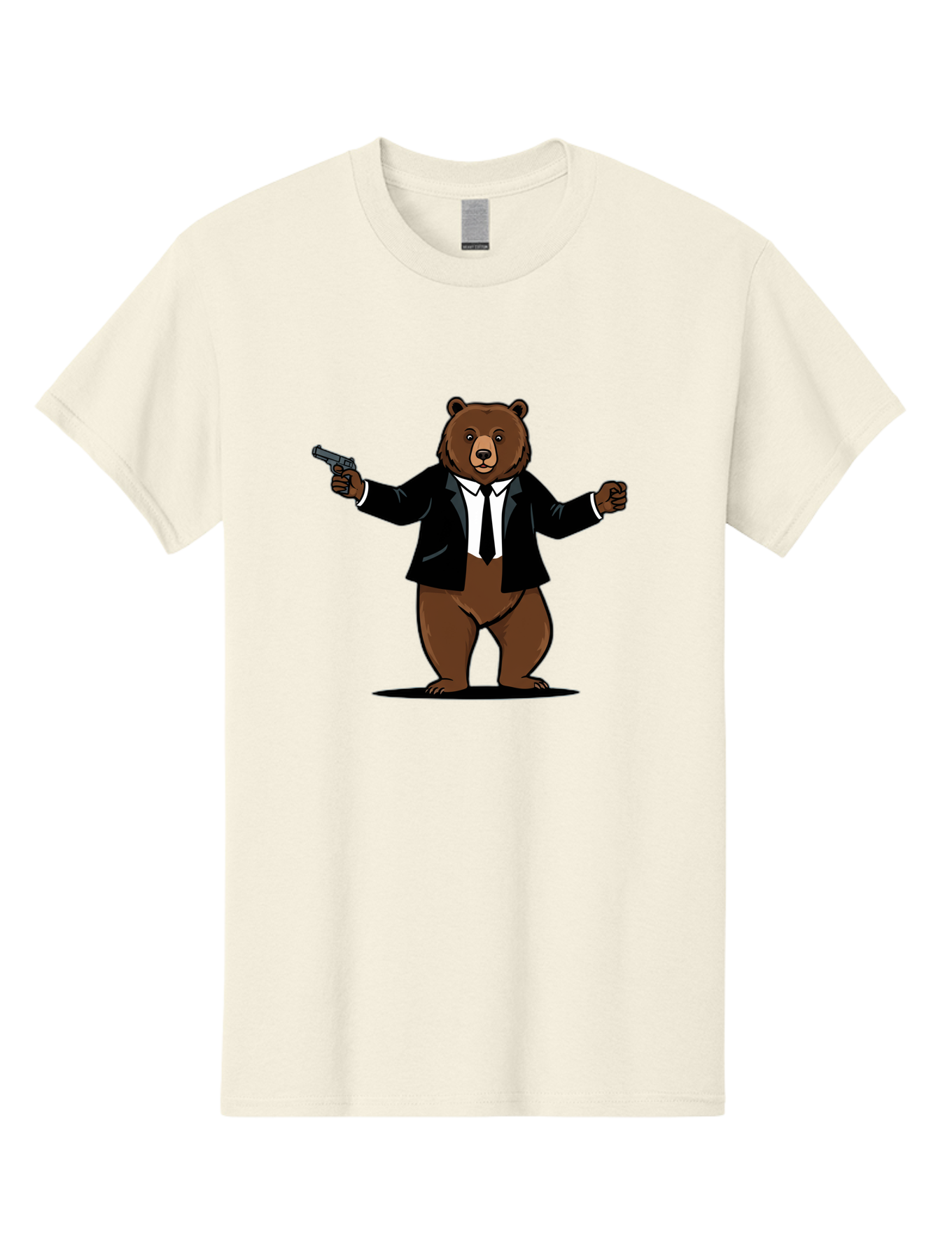 Bear-In-Suit-Holding-Gun Men'S Graphic Tee, 100% Cotton, Comfortable Casual Summer Wear, Machine Washable, Vintage Camera, Old Camera, Antique Camera, Black Camera, Classic Photography, Photography Equipment, Nostalgic Device, Film Camera, Bae859