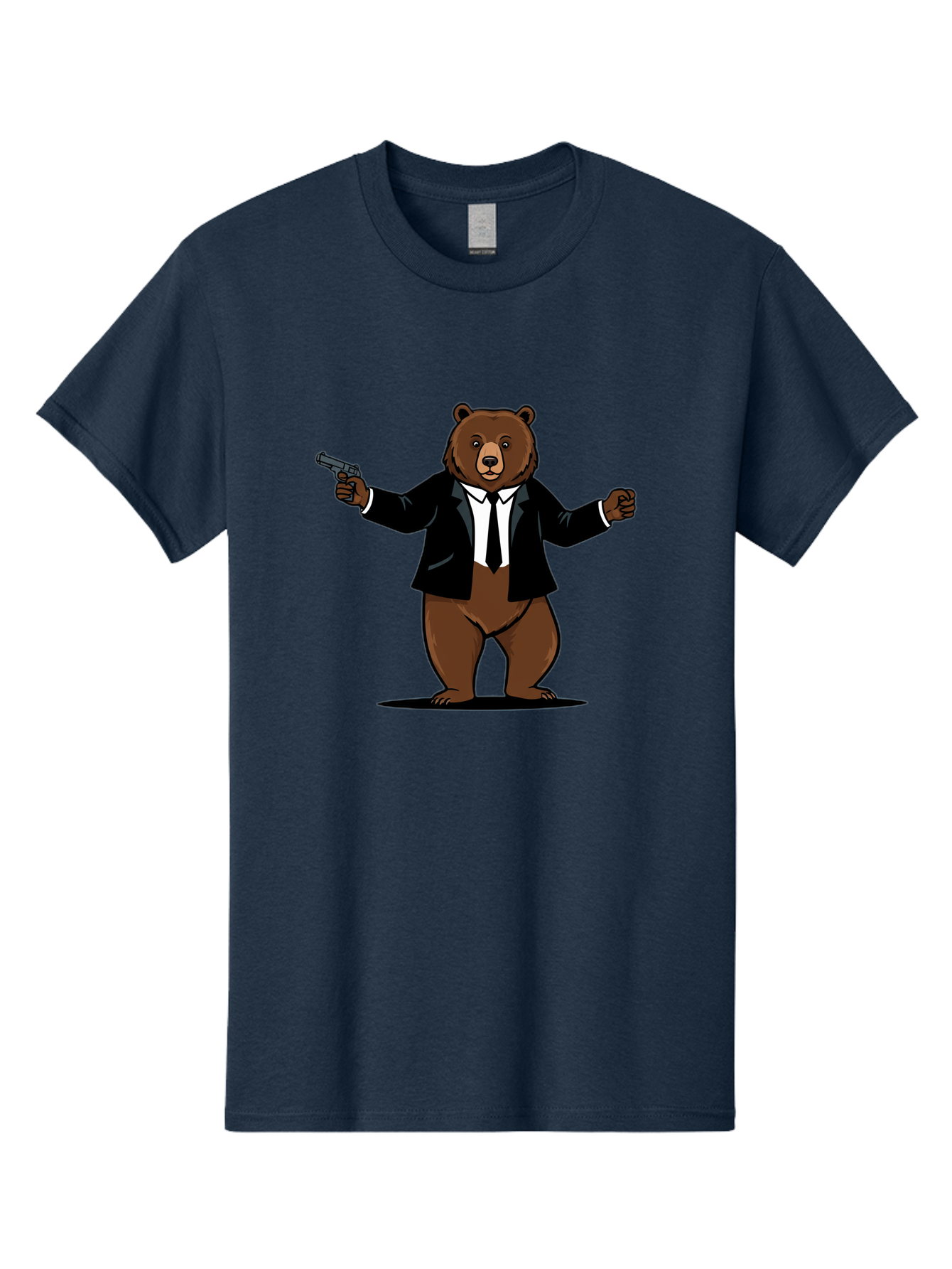 Bear-In-Suit-Holding-Gun Men'S Graphic Tee, 100% Cotton, Comfortable Casual Summer Wear, Machine Washable, Vintage Camera, Old Camera, Antique Camera, Black Camera, Classic Photography, Photography Equipment, Nostalgic Device, Film Camera, Bae859