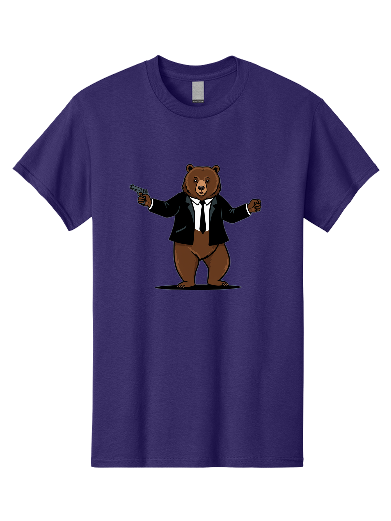 Bear-In-Suit-Holding-Gun Men'S Graphic Tee, 100% Cotton, Comfortable Casual Summer Wear, Machine Washable, Vintage Camera, Old Camera, Antique Camera, Black Camera, Classic Photography, Photography Equipment, Nostalgic Device, Film Camera, Bae859