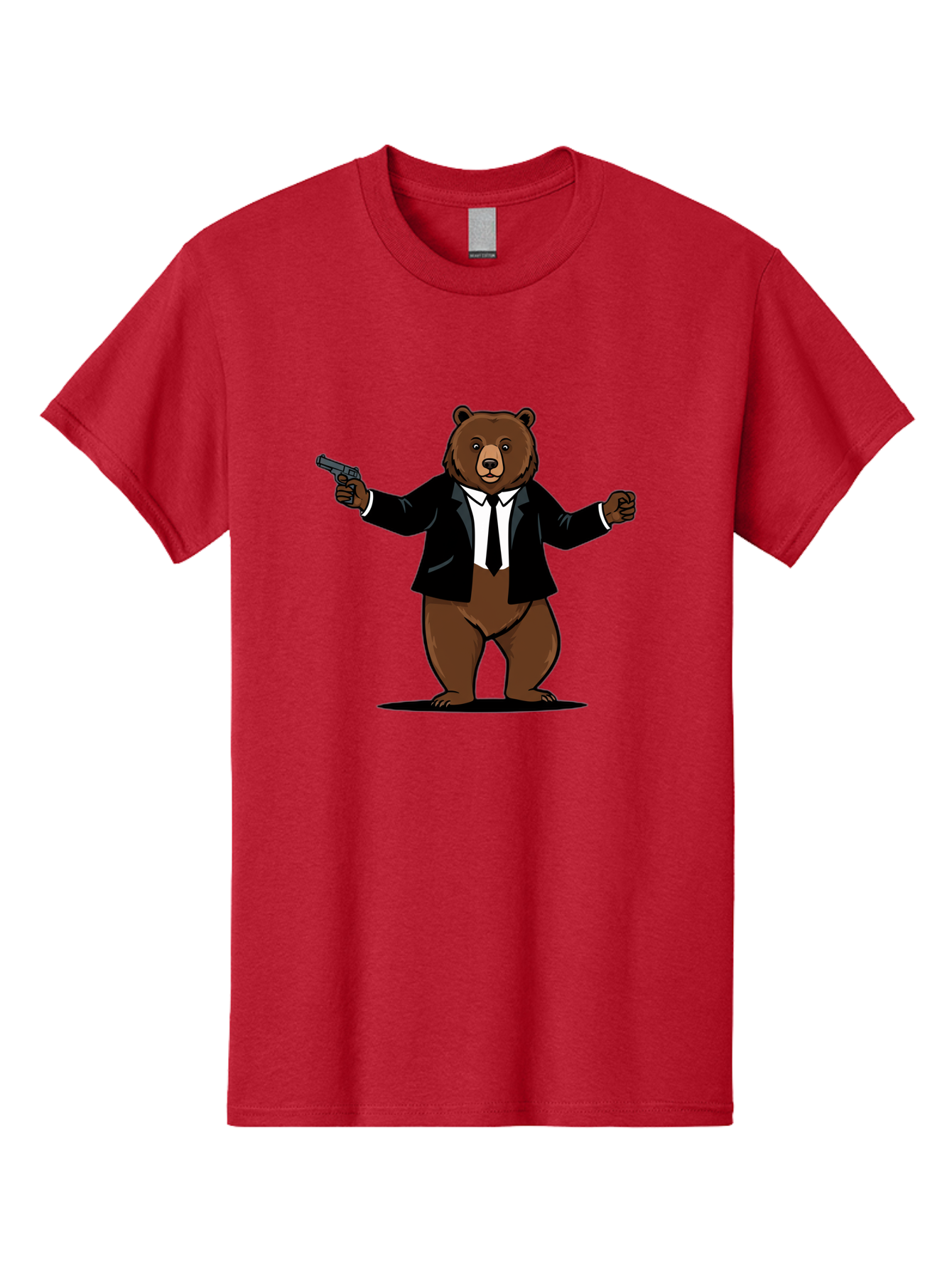 Bear-In-Suit-Holding-Gun Men'S Graphic Tee, 100% Cotton, Comfortable Casual Summer Wear, Machine Washable, Vintage Camera, Old Camera, Antique Camera, Black Camera, Classic Photography, Photography Equipment, Nostalgic Device, Film Camera, Bae859