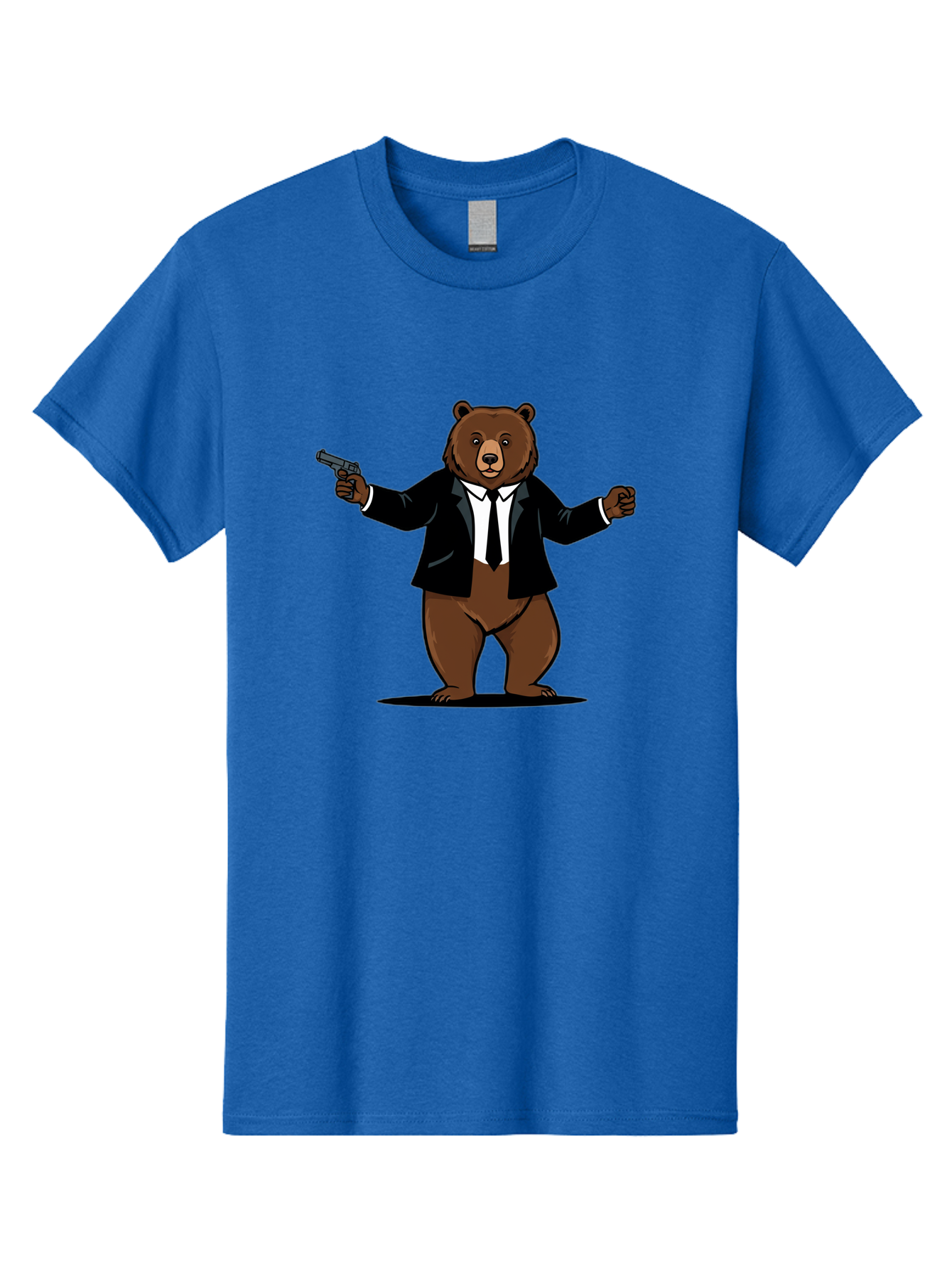 Bear-In-Suit-Holding-Gun Men'S Graphic Tee, 100% Cotton, Comfortable Casual Summer Wear, Machine Washable, Vintage Camera, Old Camera, Antique Camera, Black Camera, Classic Photography, Photography Equipment, Nostalgic Device, Film Camera, Bae859