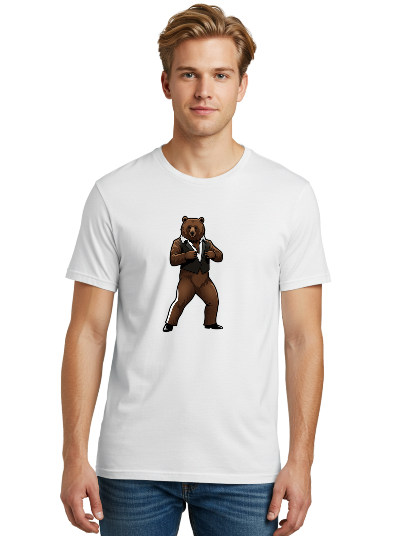 Bear-In-Suit Men'S Graphic Tee, 100% Cotton, Comfortable Casual Summer Wear, Machine Washable, Vintage Camera, Old Camera, Antique Camera, Black Camera, Classic Photography, Photography Equipment, Nostalgic Device, Film Camera, Camera Art Bae860