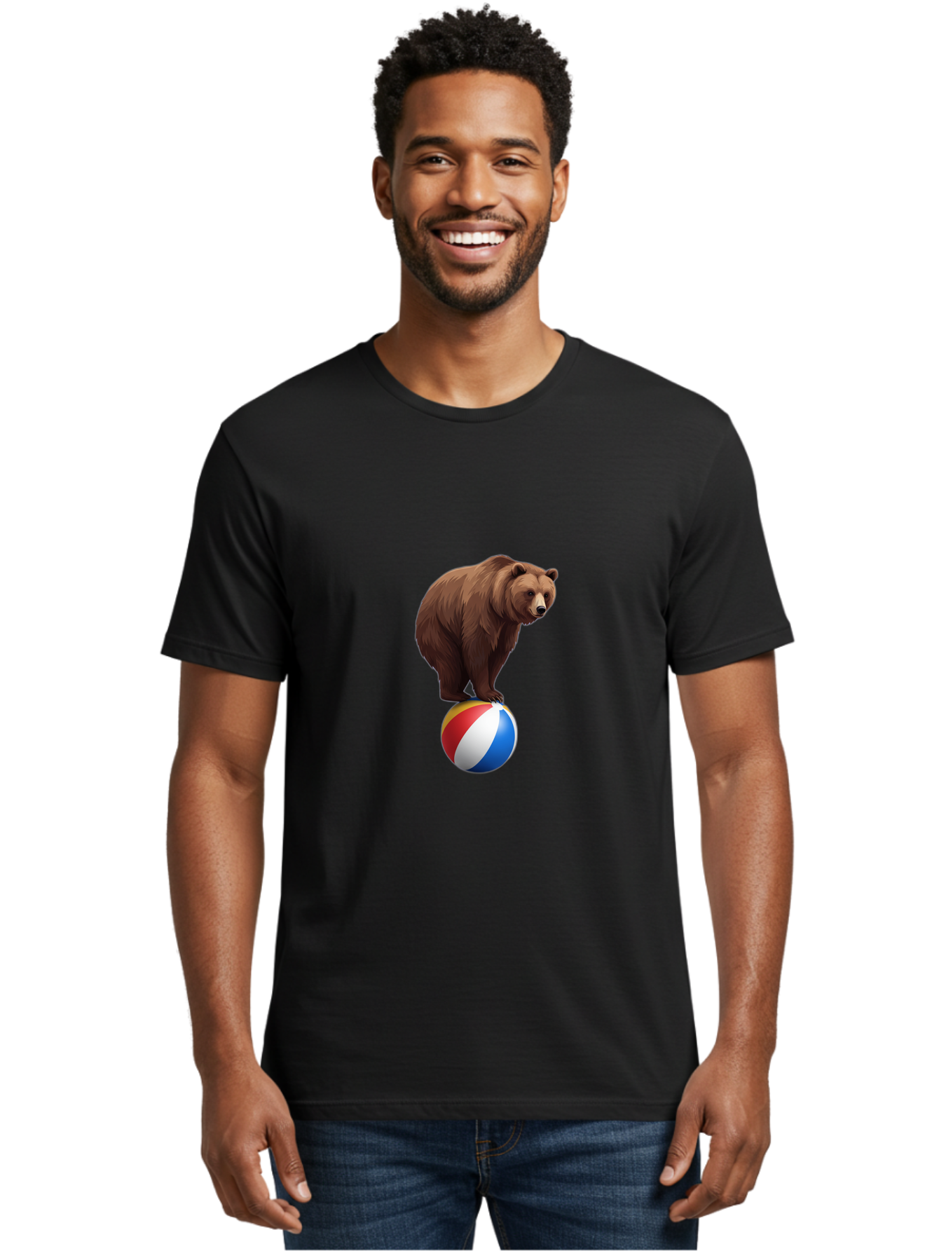 Bear-On-Beach-Ball Men'S Graphic Tee, 100% Cotton, Comfortable Casual Summer Wear, Machine Washable, Vintage Camera, Old Camera, Antique Camera, Black Camera, Classic Photography, Photography Equipment, Nostalgic Device, Film Camera, Camera Art Bae862