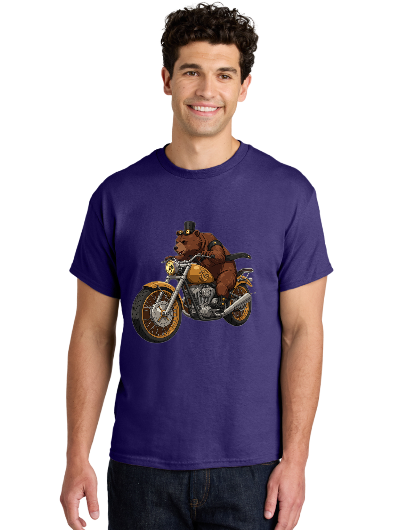 Bear-Riding-Motorcycle-1 Men'S Graphic Tee, 100% Cotton, Comfortable Casual Summer Wear, Machine Washable, Vintage Camera, Old Camera, Antique Camera, Black Camera, Classic Photography, Photography Equipment, Nostalgic Device, Film Camera, Bae863