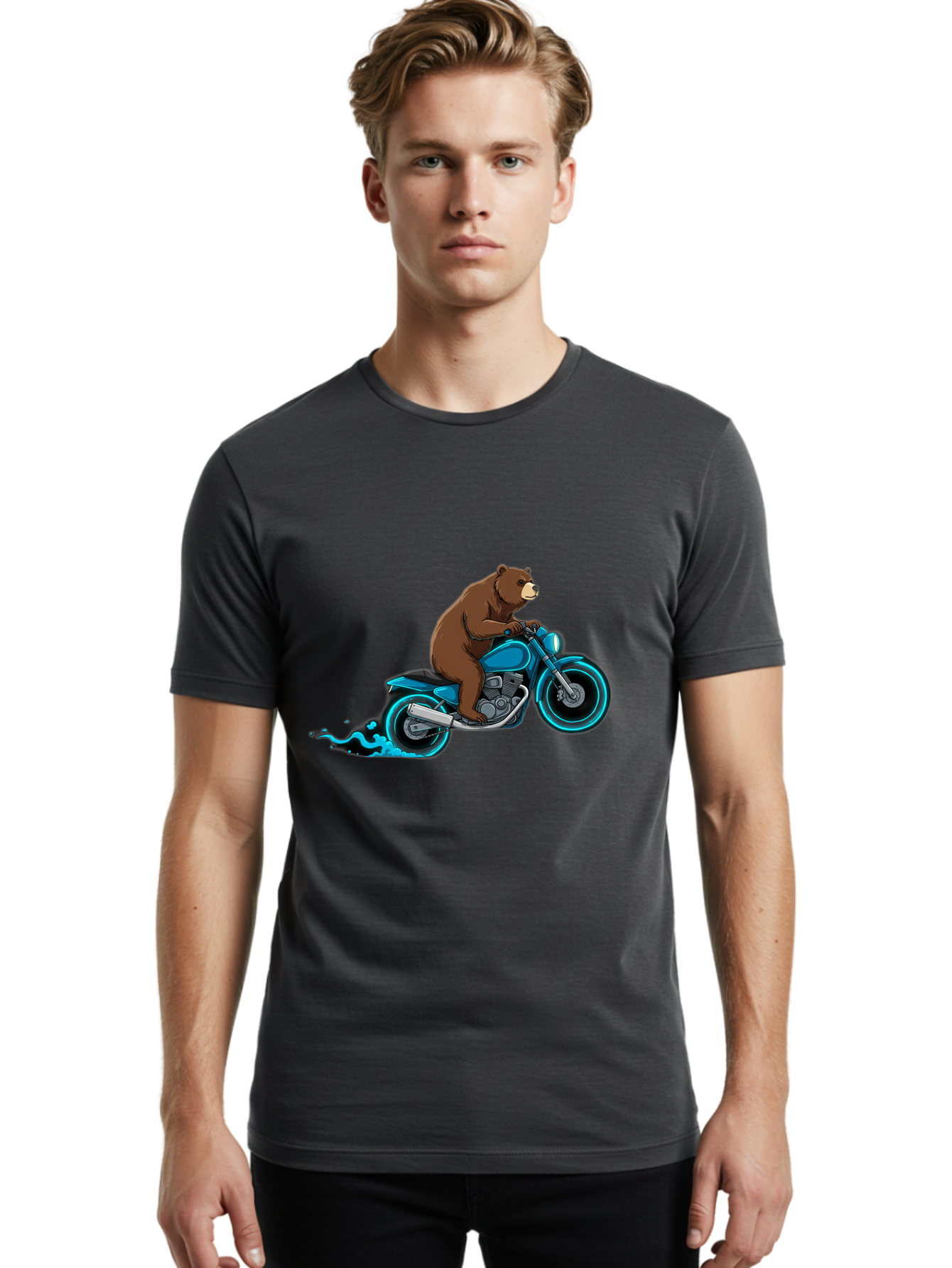 Bear-Riding-Motorcycle-2 Men'S Graphic Tee, 100% Cotton, Comfortable Casual Summer Wear, Machine Washable, Vintage Camera, Old Camera, Antique Camera, Black Camera, Classic Photography, Photography Equipment, Nostalgic Device, Film Camera, Bae864