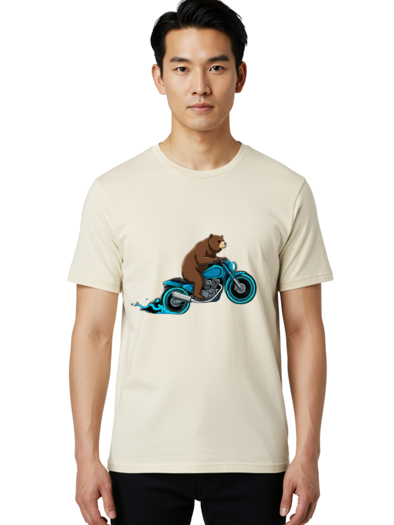 Bear-Riding-Motorcycle-2 Men'S Graphic Tee, 100% Cotton, Comfortable Casual Summer Wear, Machine Washable, Vintage Camera, Old Camera, Antique Camera, Black Camera, Classic Photography, Photography Equipment, Nostalgic Device, Film Camera, Bae864