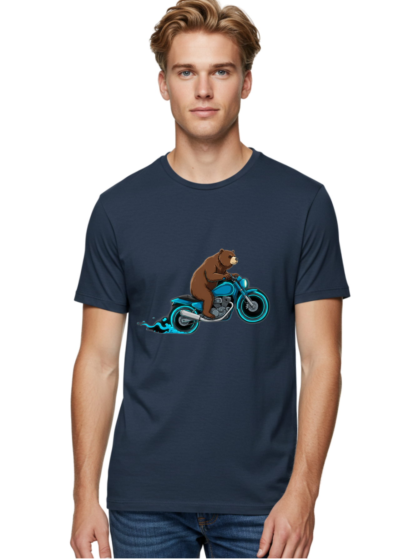 Bear-Riding-Motorcycle-2 Men'S Graphic Tee, 100% Cotton, Comfortable Casual Summer Wear, Machine Washable, Vintage Camera, Old Camera, Antique Camera, Black Camera, Classic Photography, Photography Equipment, Nostalgic Device, Film Camera, Bae864
