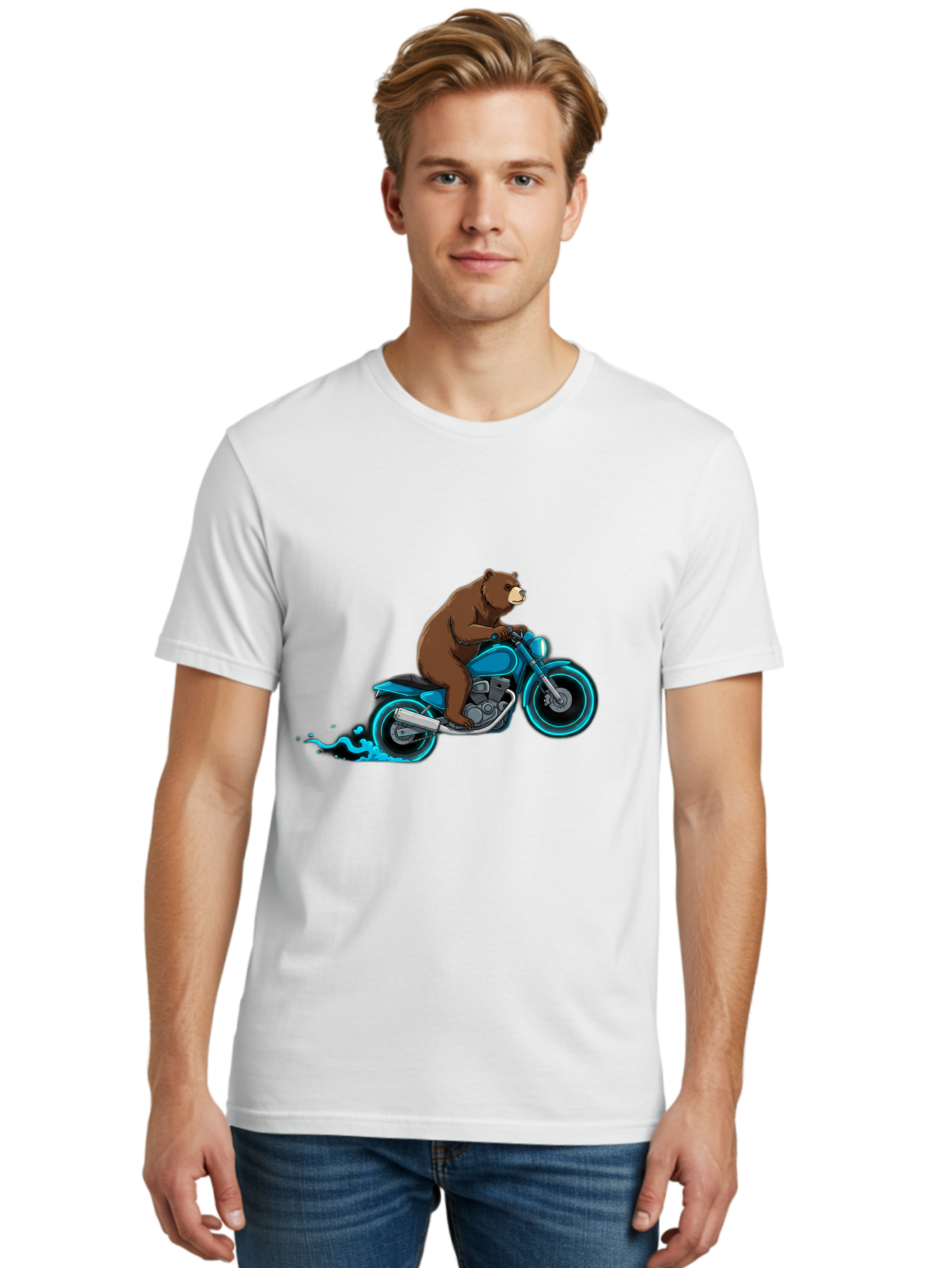 Bear-Riding-Motorcycle-2 Men'S Graphic Tee, 100% Cotton, Comfortable Casual Summer Wear, Machine Washable, Vintage Camera, Old Camera, Antique Camera, Black Camera, Classic Photography, Photography Equipment, Nostalgic Device, Film Camera, Bae864