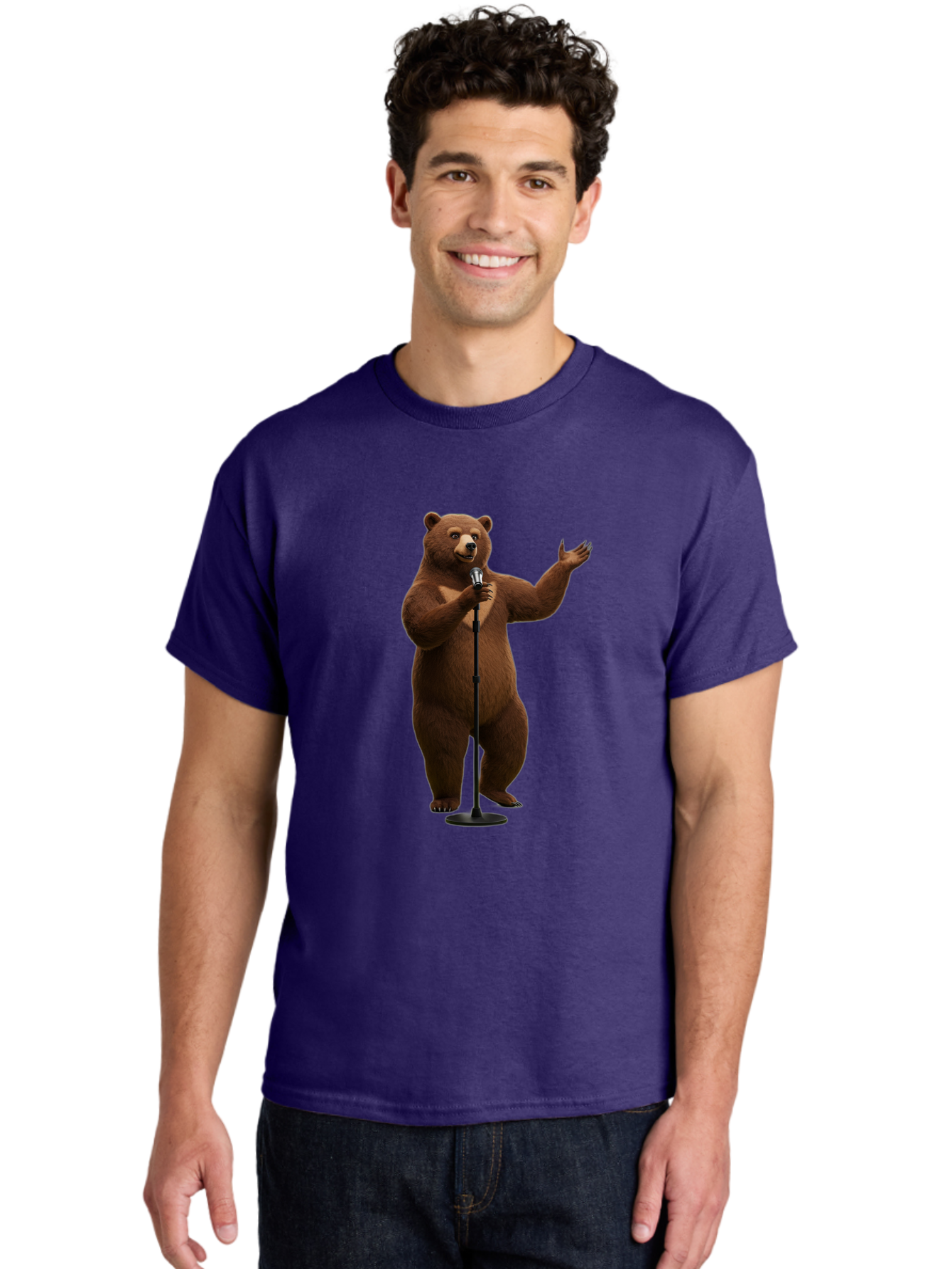 Bear-Singing Men'S Graphic Tee, 100% Cotton, Comfortable Casual Summer Wear, Machine Washable, Vintage Camera, Old Camera, Antique Camera, Black Camera, Classic Photography, Photography Equipment, Nostalgic Device, Film Camera, Camera Art Bae866