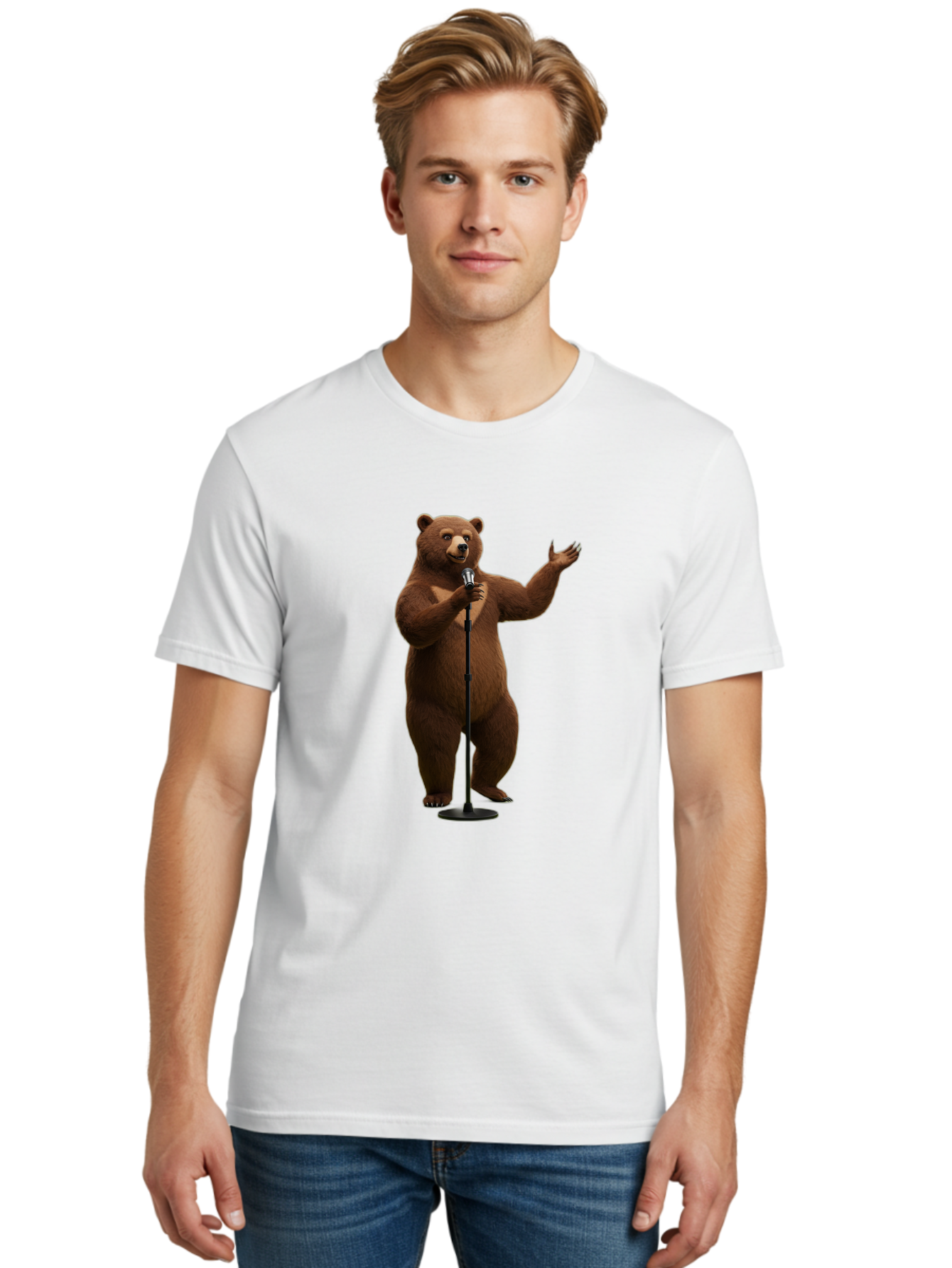 Bear-Singing Men'S Graphic Tee, 100% Cotton, Comfortable Casual Summer Wear, Machine Washable, Vintage Camera, Old Camera, Antique Camera, Black Camera, Classic Photography, Photography Equipment, Nostalgic Device, Film Camera, Camera Art Bae866