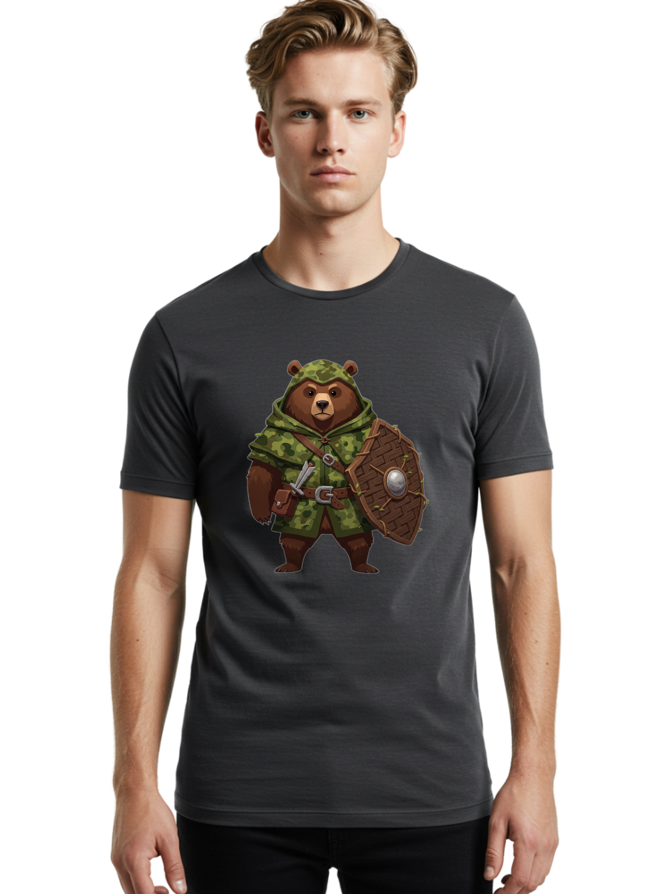 Bear-Warrior-1 Men'S Graphic Tee, 100% Cotton, Comfortable Casual Summer Wear, Machine Washable, Vintage Camera, Old Camera, Antique Camera, Black Camera, Classic Photography, Photography Equipment, Nostalgic Device, Film Camera, Camera Art Bae867