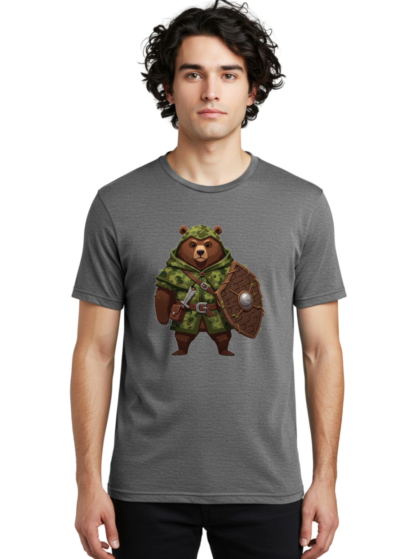 Bear-Warrior-1 Men'S Graphic Tee, 100% Cotton, Comfortable Casual Summer Wear, Machine Washable, Vintage Camera, Old Camera, Antique Camera, Black Camera, Classic Photography, Photography Equipment, Nostalgic Device, Film Camera, Camera Art Bae867