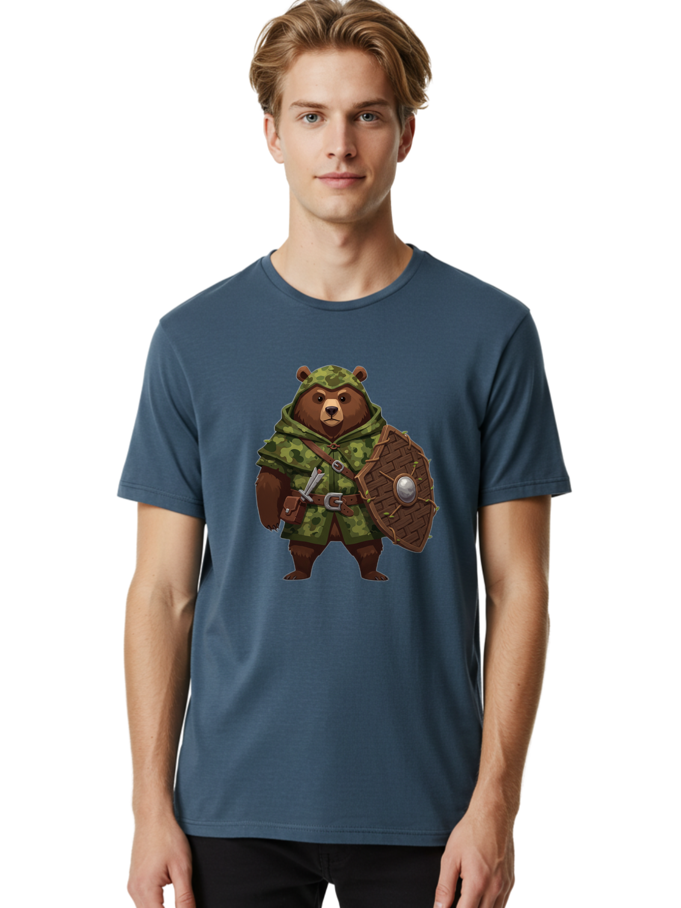 Bear-Warrior-1 Men'S Graphic Tee, 100% Cotton, Comfortable Casual Summer Wear, Machine Washable, Vintage Camera, Old Camera, Antique Camera, Black Camera, Classic Photography, Photography Equipment, Nostalgic Device, Film Camera, Camera Art Bae867