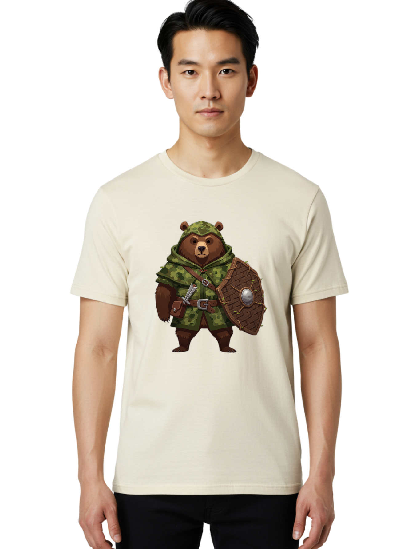 Bear-Warrior-1 Men'S Graphic Tee, 100% Cotton, Comfortable Casual Summer Wear, Machine Washable, Vintage Camera, Old Camera, Antique Camera, Black Camera, Classic Photography, Photography Equipment, Nostalgic Device, Film Camera, Camera Art Bae867