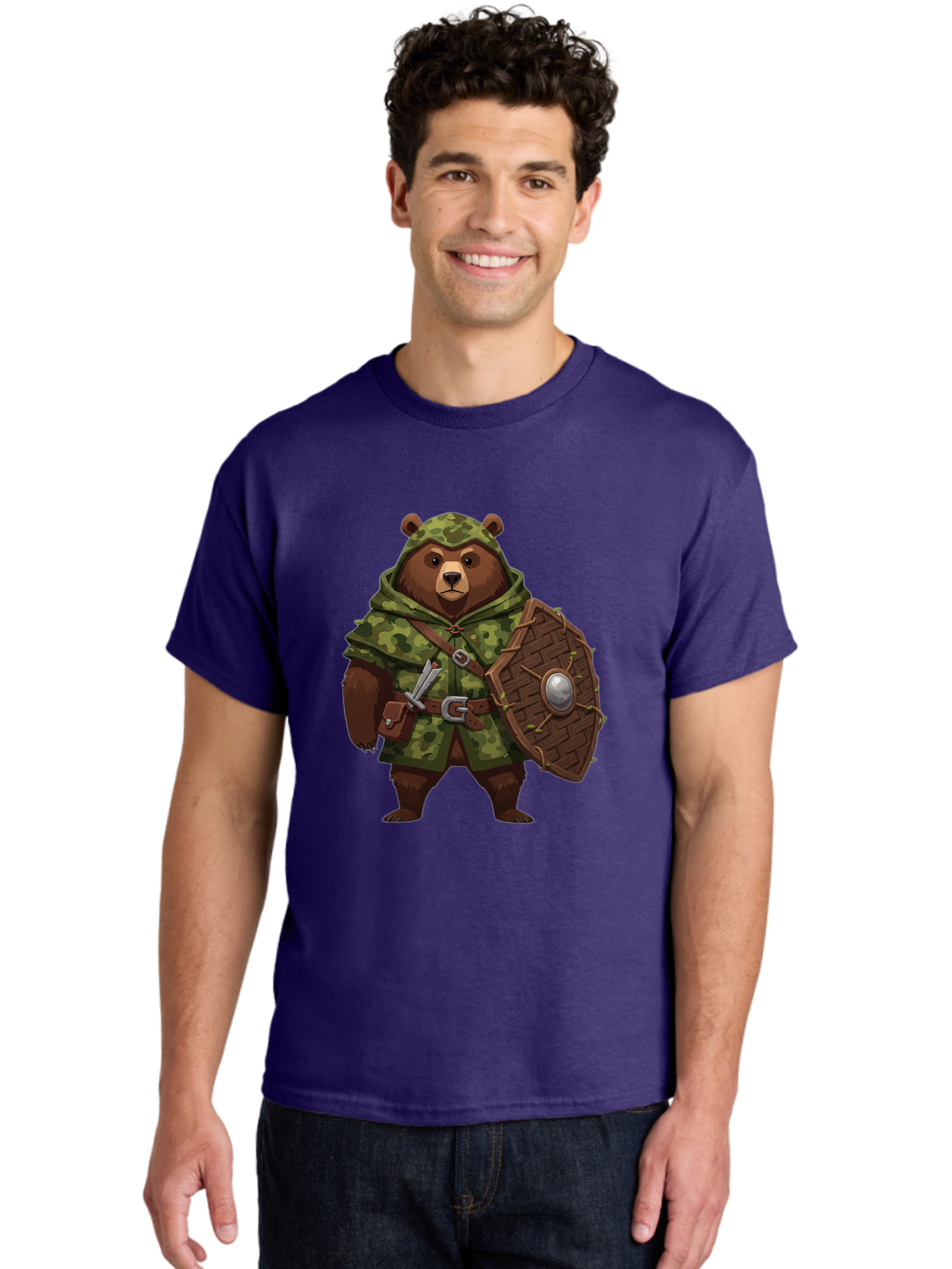 Bear-Warrior-1 Men'S Graphic Tee, 100% Cotton, Comfortable Casual Summer Wear, Machine Washable, Vintage Camera, Old Camera, Antique Camera, Black Camera, Classic Photography, Photography Equipment, Nostalgic Device, Film Camera, Camera Art Bae867