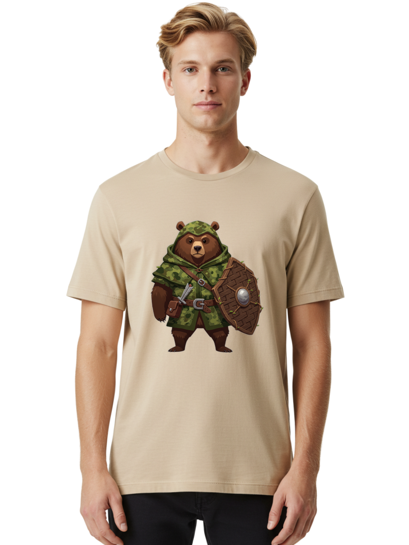 Bear-Warrior-1 Men'S Graphic Tee, 100% Cotton, Comfortable Casual Summer Wear, Machine Washable, Vintage Camera, Old Camera, Antique Camera, Black Camera, Classic Photography, Photography Equipment, Nostalgic Device, Film Camera, Camera Art Bae867
