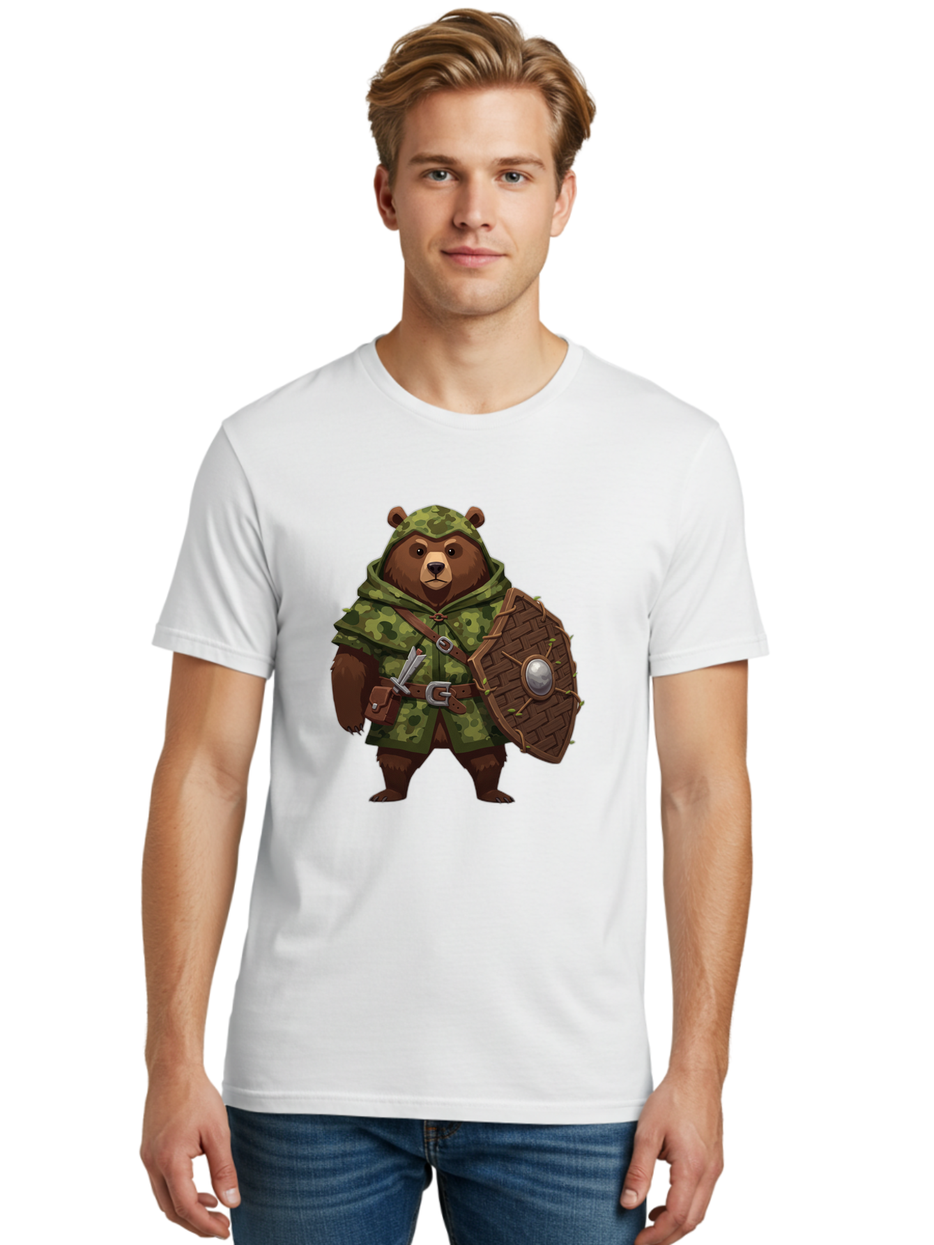 Bear-Warrior-1 Men'S Graphic Tee, 100% Cotton, Comfortable Casual Summer Wear, Machine Washable, Vintage Camera, Old Camera, Antique Camera, Black Camera, Classic Photography, Photography Equipment, Nostalgic Device, Film Camera, Camera Art Bae867