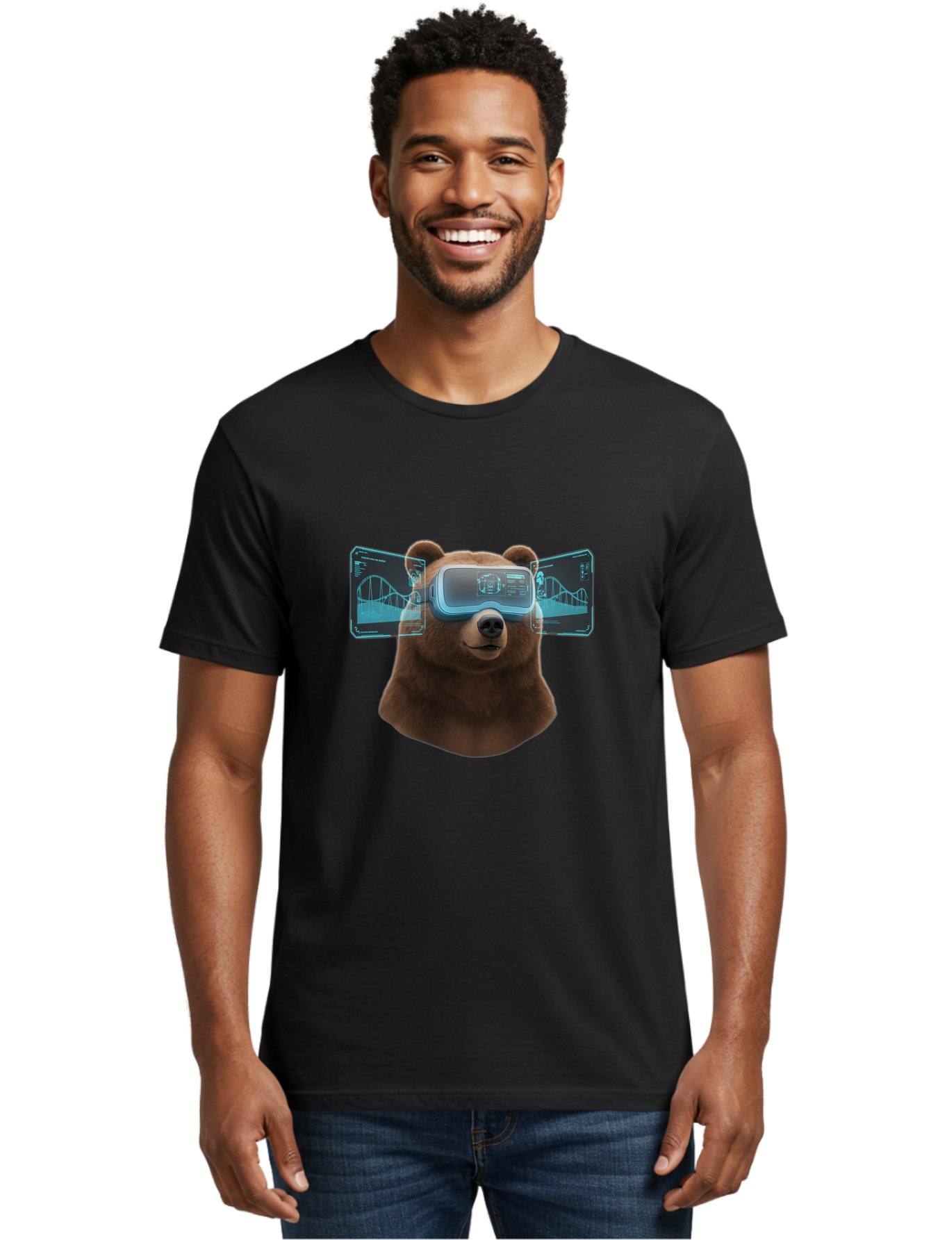 Bear-Wearing-Vr-Headset Men'S Graphic Tee, 100% Cotton, Comfortable Casual Summer Wear, Machine Washable, Vintage Camera, Old Camera, Antique Camera, Black Camera, Classic Photography, Photography Equipment, Nostalgic Device, Film Camera, Bae870