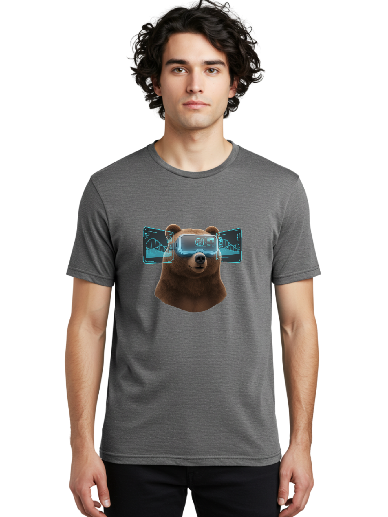 Bear-Wearing-Vr-Headset Men'S Graphic Tee, 100% Cotton, Comfortable Casual Summer Wear, Machine Washable, Vintage Camera, Old Camera, Antique Camera, Black Camera, Classic Photography, Photography Equipment, Nostalgic Device, Film Camera, Bae870