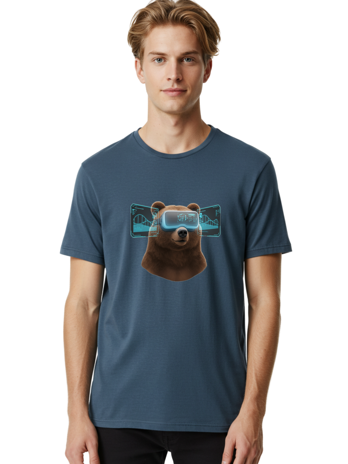Bear-Wearing-Vr-Headset Men'S Graphic Tee, 100% Cotton, Comfortable Casual Summer Wear, Machine Washable, Vintage Camera, Old Camera, Antique Camera, Black Camera, Classic Photography, Photography Equipment, Nostalgic Device, Film Camera, Bae870