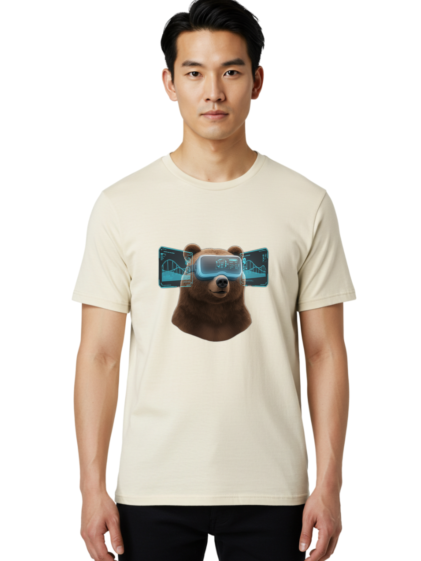 Bear-Wearing-Vr-Headset Men'S Graphic Tee, 100% Cotton, Comfortable Casual Summer Wear, Machine Washable, Vintage Camera, Old Camera, Antique Camera, Black Camera, Classic Photography, Photography Equipment, Nostalgic Device, Film Camera, Bae870