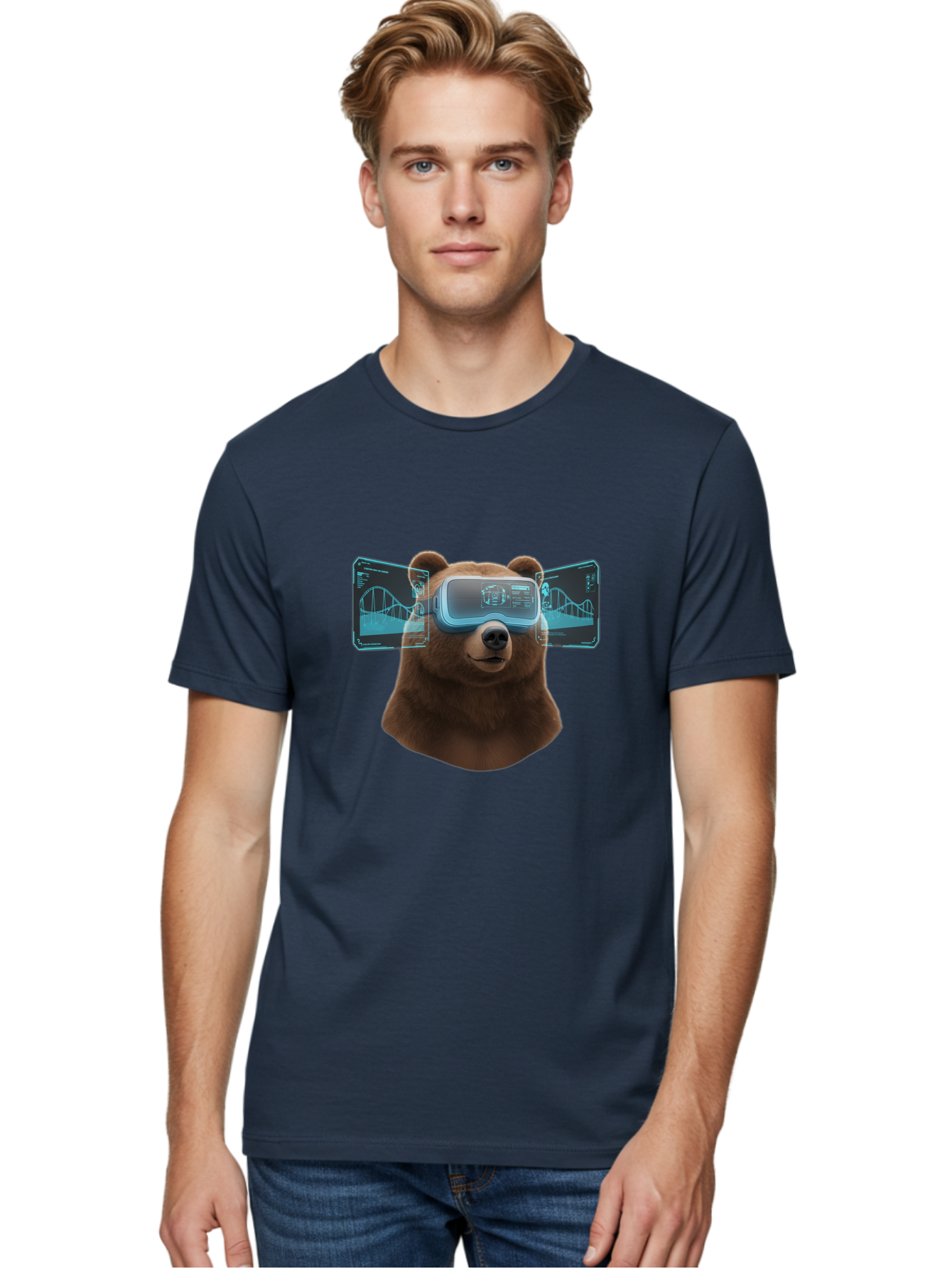 Bear-Wearing-Vr-Headset Men'S Graphic Tee, 100% Cotton, Comfortable Casual Summer Wear, Machine Washable, Vintage Camera, Old Camera, Antique Camera, Black Camera, Classic Photography, Photography Equipment, Nostalgic Device, Film Camera, Bae870