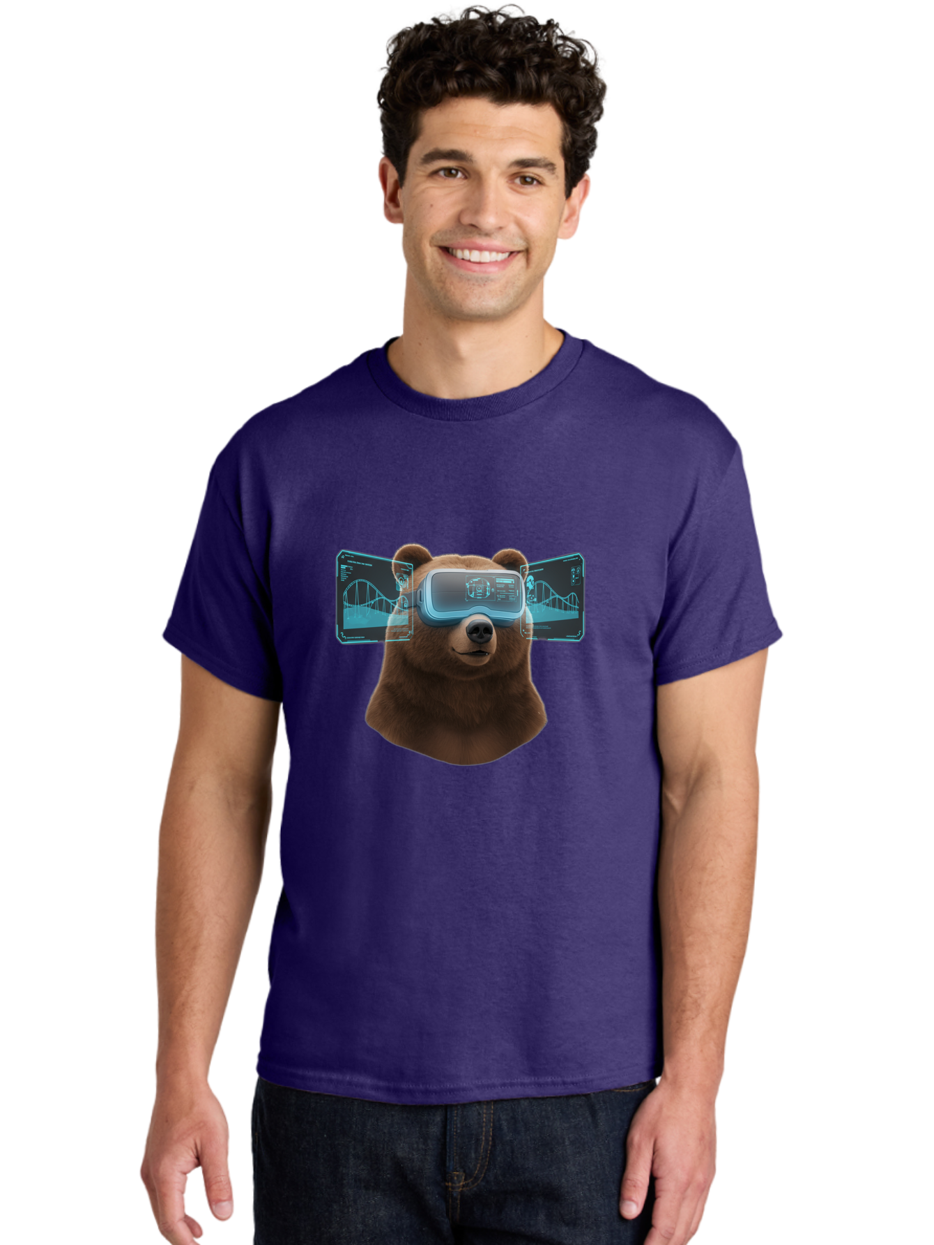 Bear-Wearing-Vr-Headset Men'S Graphic Tee, 100% Cotton, Comfortable Casual Summer Wear, Machine Washable, Vintage Camera, Old Camera, Antique Camera, Black Camera, Classic Photography, Photography Equipment, Nostalgic Device, Film Camera, Bae870
