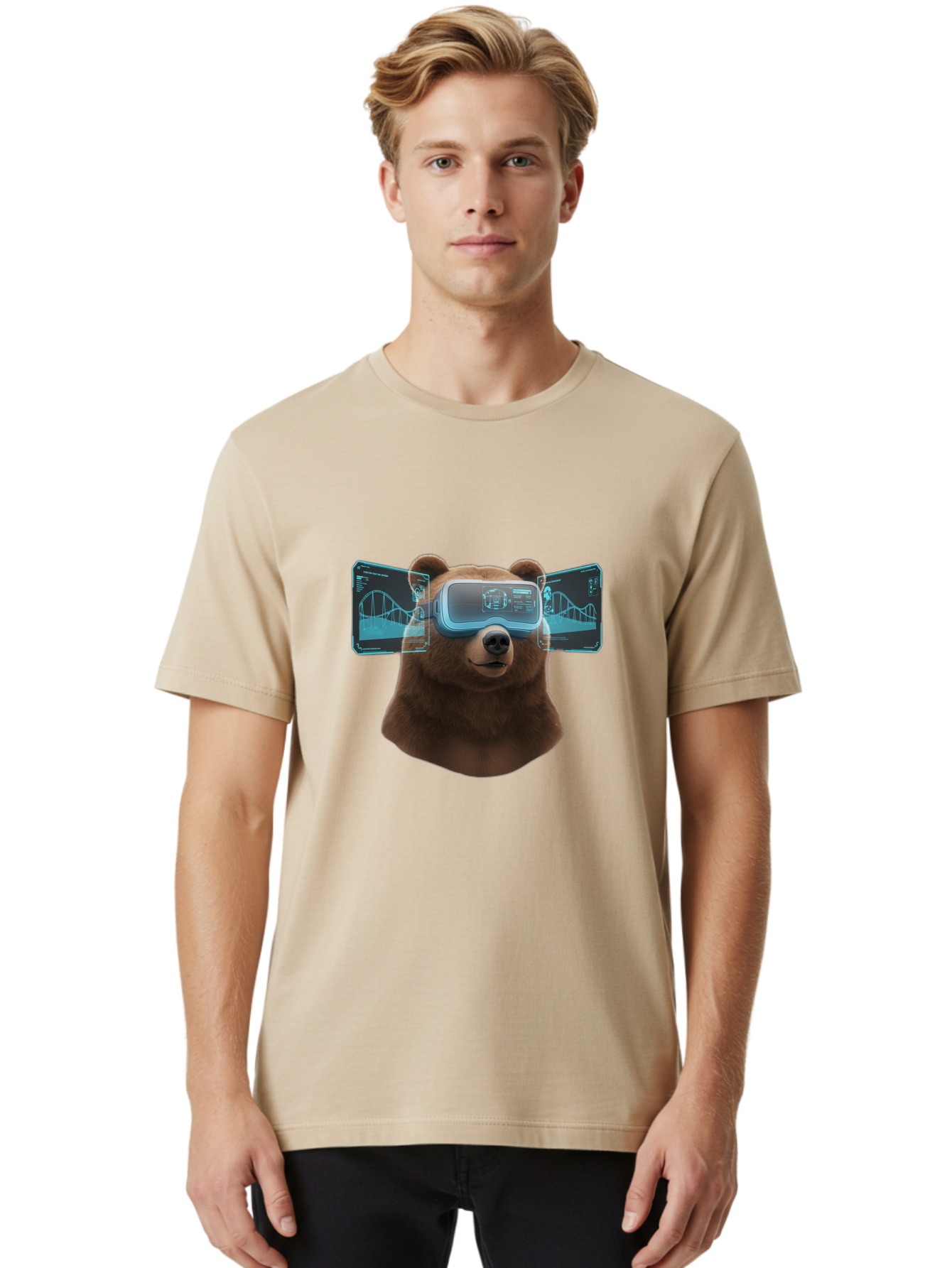 Bear-Wearing-Vr-Headset Men'S Graphic Tee, 100% Cotton, Comfortable Casual Summer Wear, Machine Washable, Vintage Camera, Old Camera, Antique Camera, Black Camera, Classic Photography, Photography Equipment, Nostalgic Device, Film Camera, Bae870