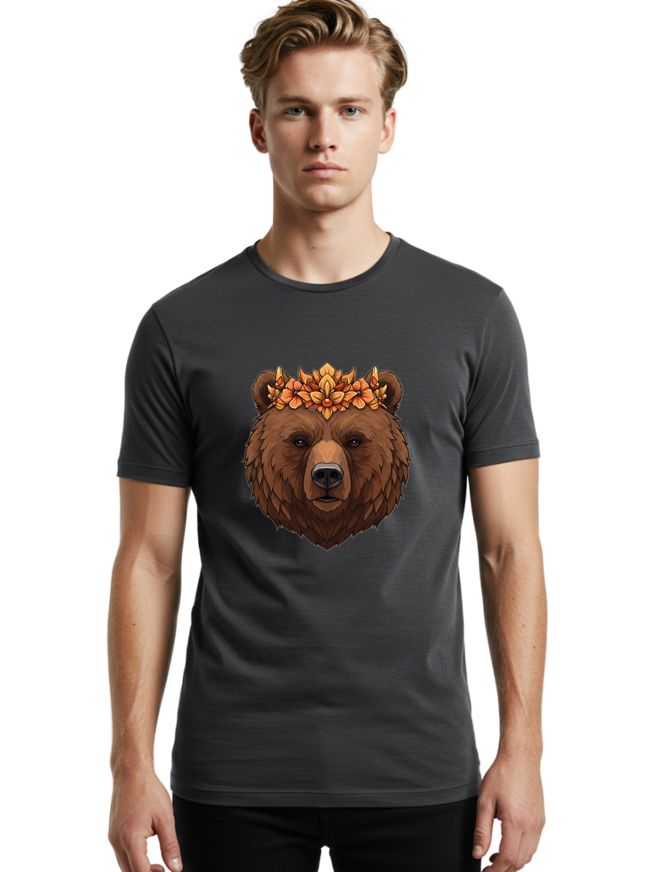 Bear-With-Floral-Crown Men'S Graphic Tee, 100% Cotton, Comfortable Casual Summer Wear, Machine Washable, Vintage Camera, Old Camera, Antique Camera, Black Camera, Classic Photography, Photography Equipment, Nostalgic Device, Film Camera, Camera Art Bae872