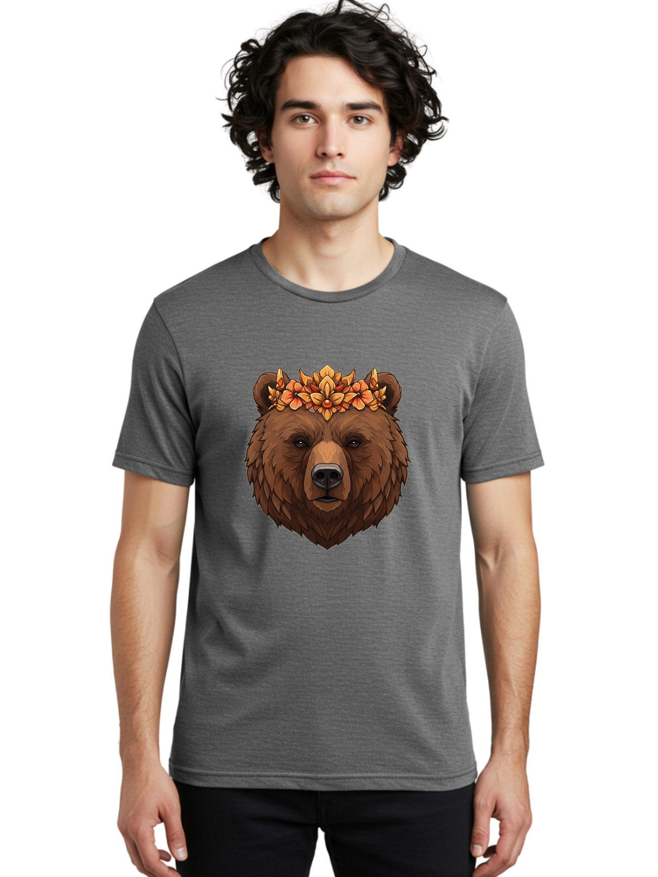 Bear-With-Floral-Crown Men'S Graphic Tee, 100% Cotton, Comfortable Casual Summer Wear, Machine Washable, Vintage Camera, Old Camera, Antique Camera, Black Camera, Classic Photography, Photography Equipment, Nostalgic Device, Film Camera, Camera Art Bae872
