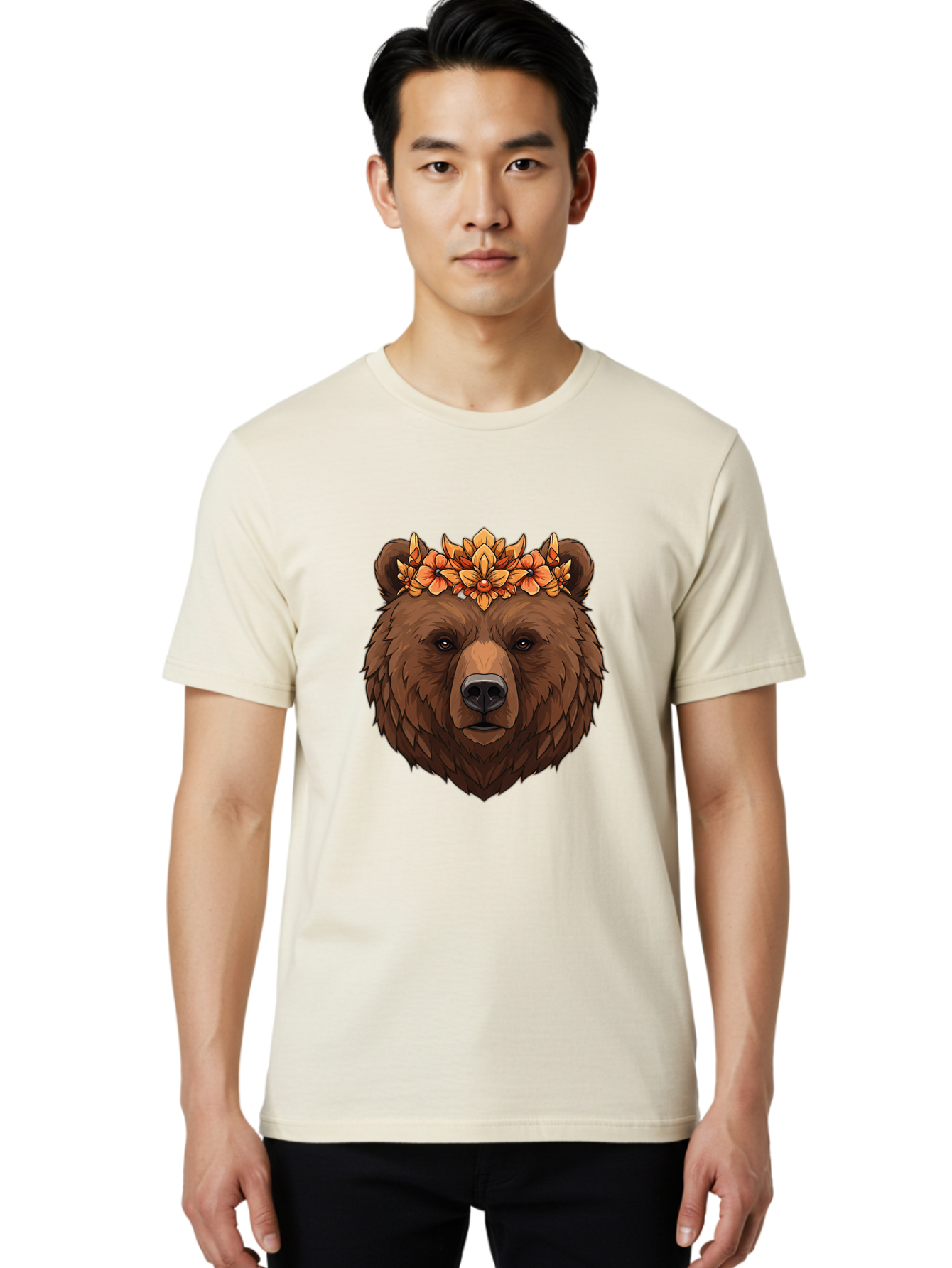 Bear-With-Floral-Crown Men'S Graphic Tee, 100% Cotton, Comfortable Casual Summer Wear, Machine Washable, Vintage Camera, Old Camera, Antique Camera, Black Camera, Classic Photography, Photography Equipment, Nostalgic Device, Film Camera, Camera Art Bae872