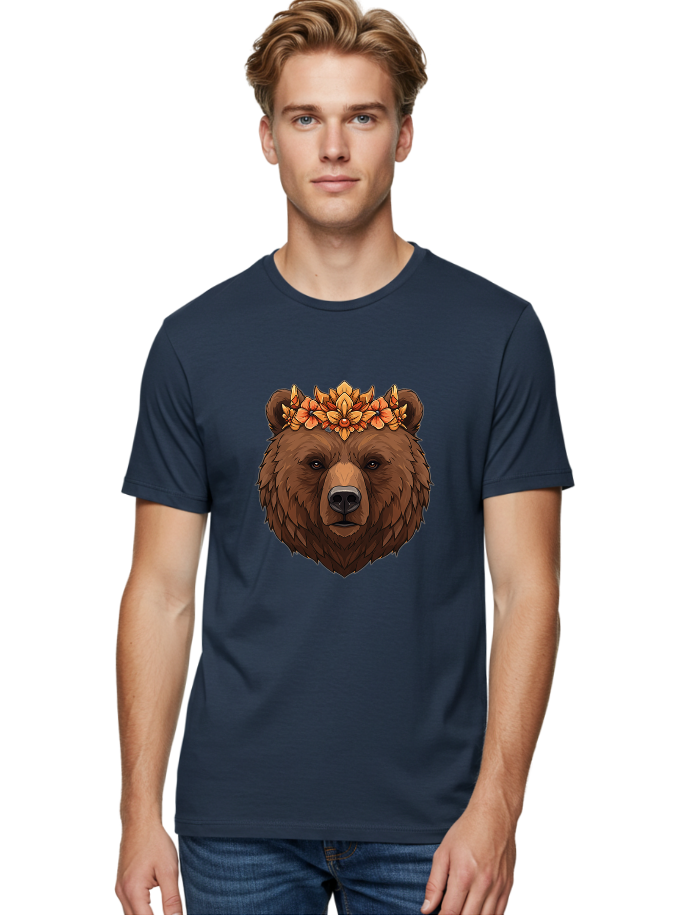 Bear-With-Floral-Crown Men'S Graphic Tee, 100% Cotton, Comfortable Casual Summer Wear, Machine Washable, Vintage Camera, Old Camera, Antique Camera, Black Camera, Classic Photography, Photography Equipment, Nostalgic Device, Film Camera, Camera Art Bae872