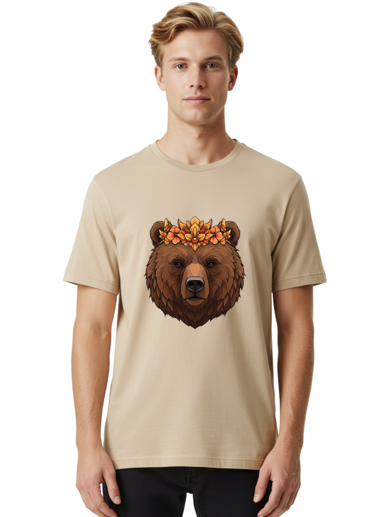 Bear-With-Floral-Crown Men'S Graphic Tee, 100% Cotton, Comfortable Casual Summer Wear, Machine Washable, Vintage Camera, Old Camera, Antique Camera, Black Camera, Classic Photography, Photography Equipment, Nostalgic Device, Film Camera, Camera Art Bae872