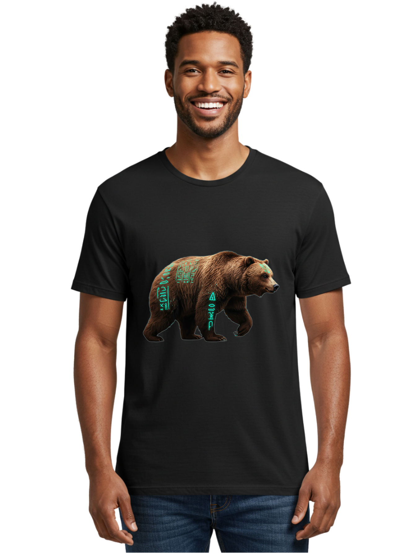 Bear-With-Hieroglyphics Men'S Graphic Tee, 100% Cotton, Comfortable Casual Summer Wear, Machine Washable, Vintage Camera, Old Camera, Antique Camera, Black Camera, Classic Photography, Photography Equipment, Nostalgic Device, Film Camera, Bae877